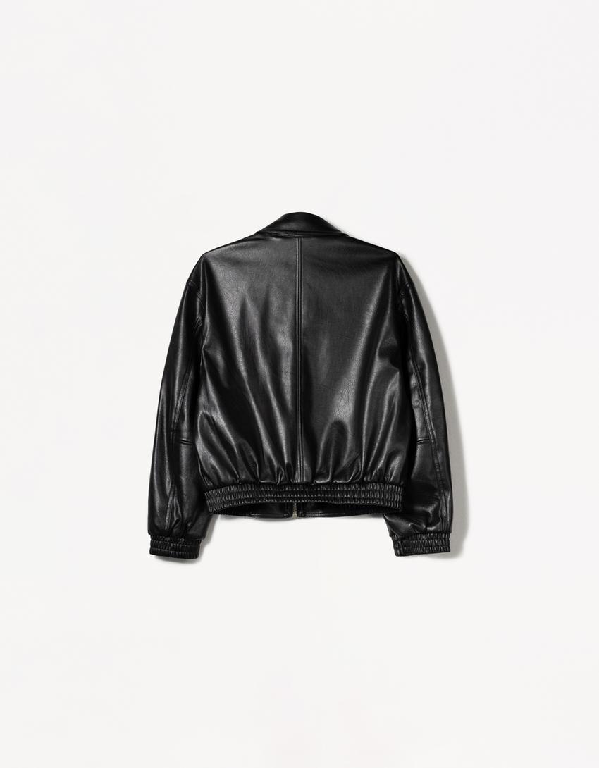 Women's Genuine Leather Jacket With Zip Style [Black]