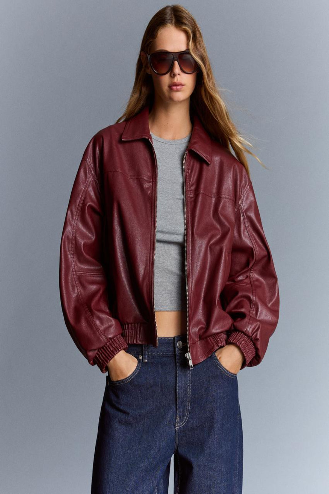 Women's Genuine Leather Jacket With Zip Style [Maroon]