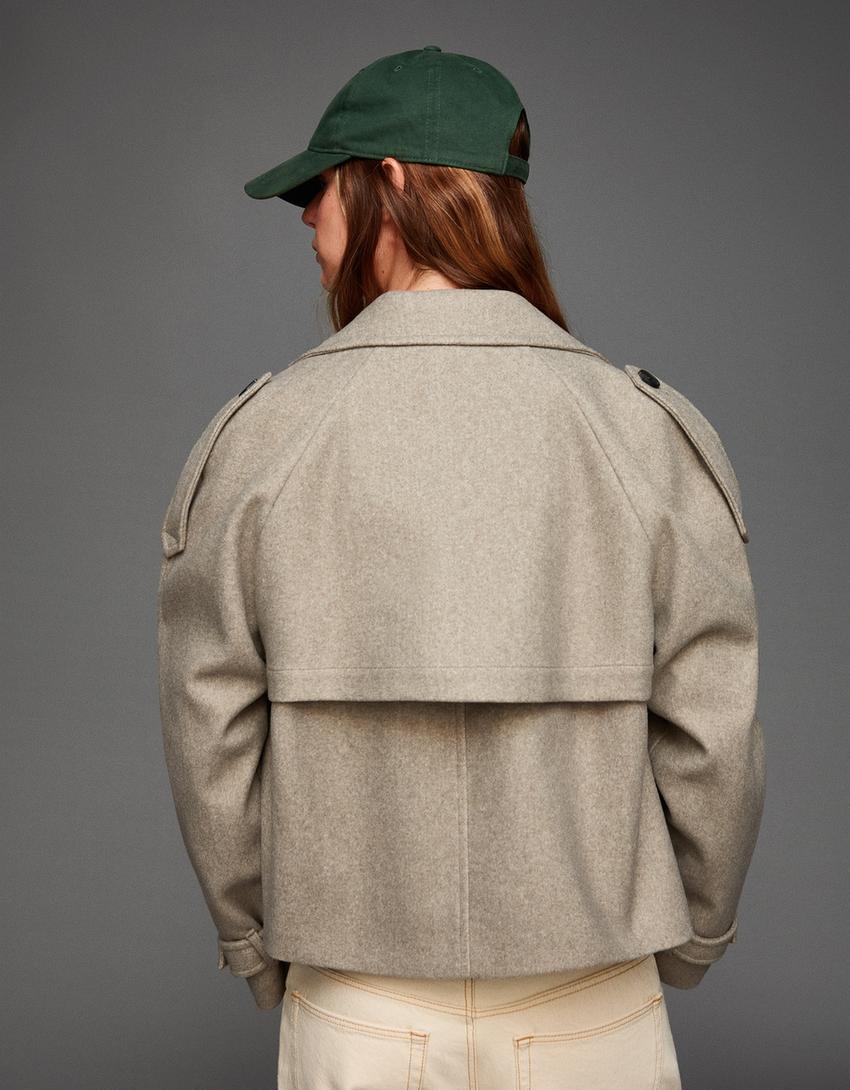 Women's Unique Genuine Leather Short Coat [Beige]