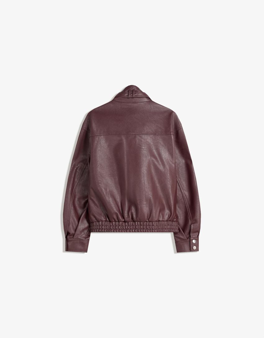 Women's Biker Genuine Leather Jacket With Zip Style [Maroon]