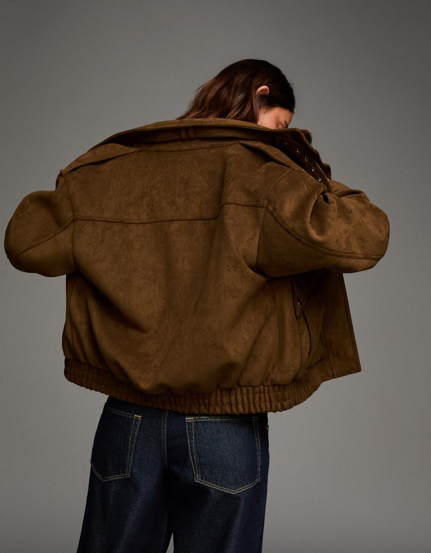 Women's Elegant Genuine Leather Jacket [Brown]