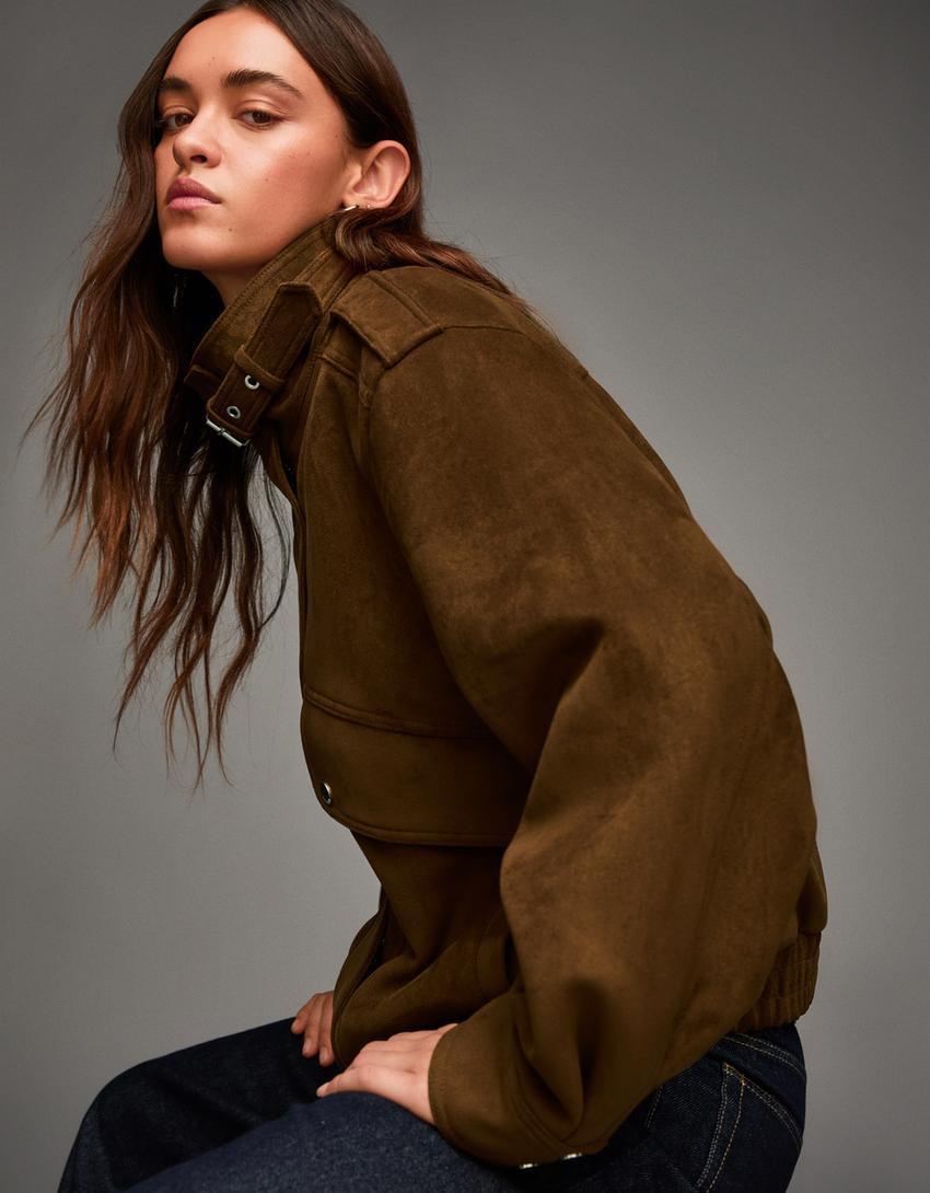 Women's Elegant Genuine Leather Jacket [Brown]