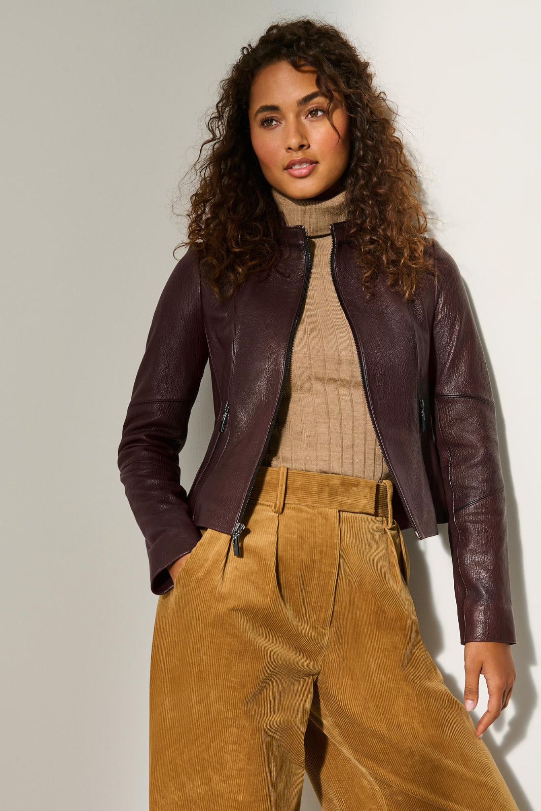 Women's Real Leather Unique Jacket [Dark Brown]