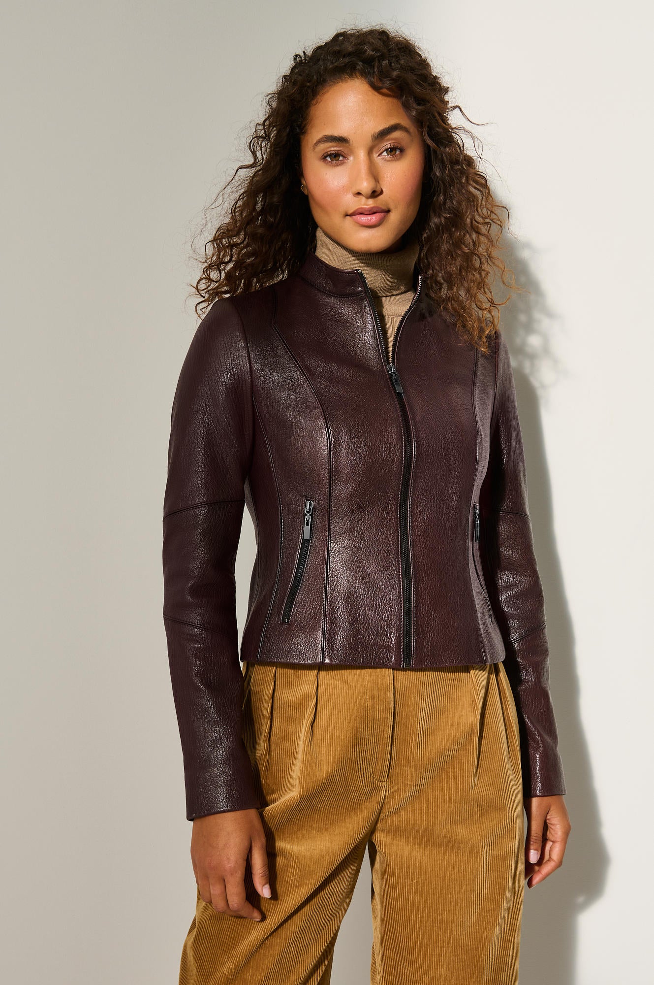 Women's Real Leather Unique Jacket [Dark Brown]