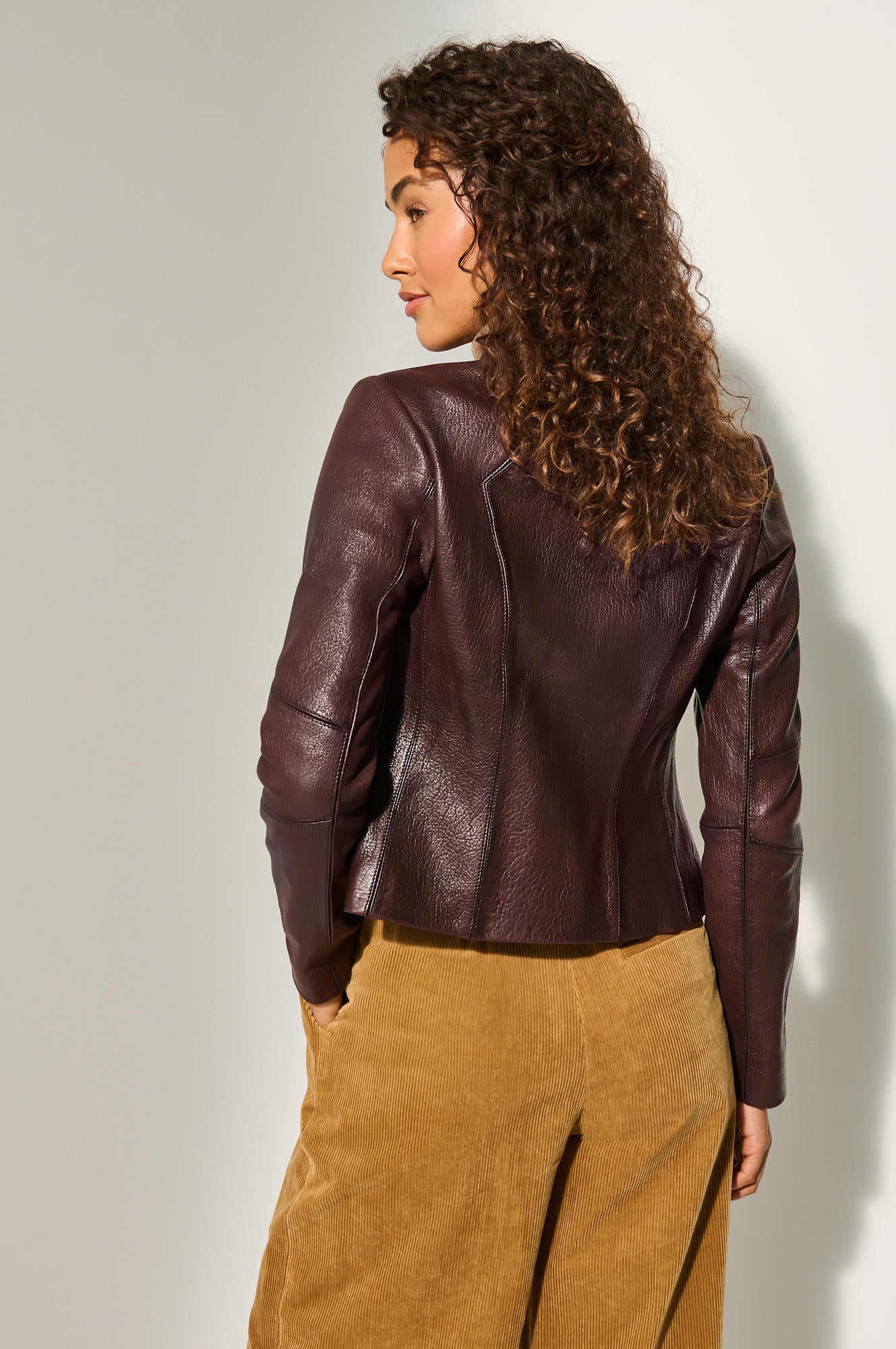 Women's Real Leather Unique Jacket [Dark Brown]