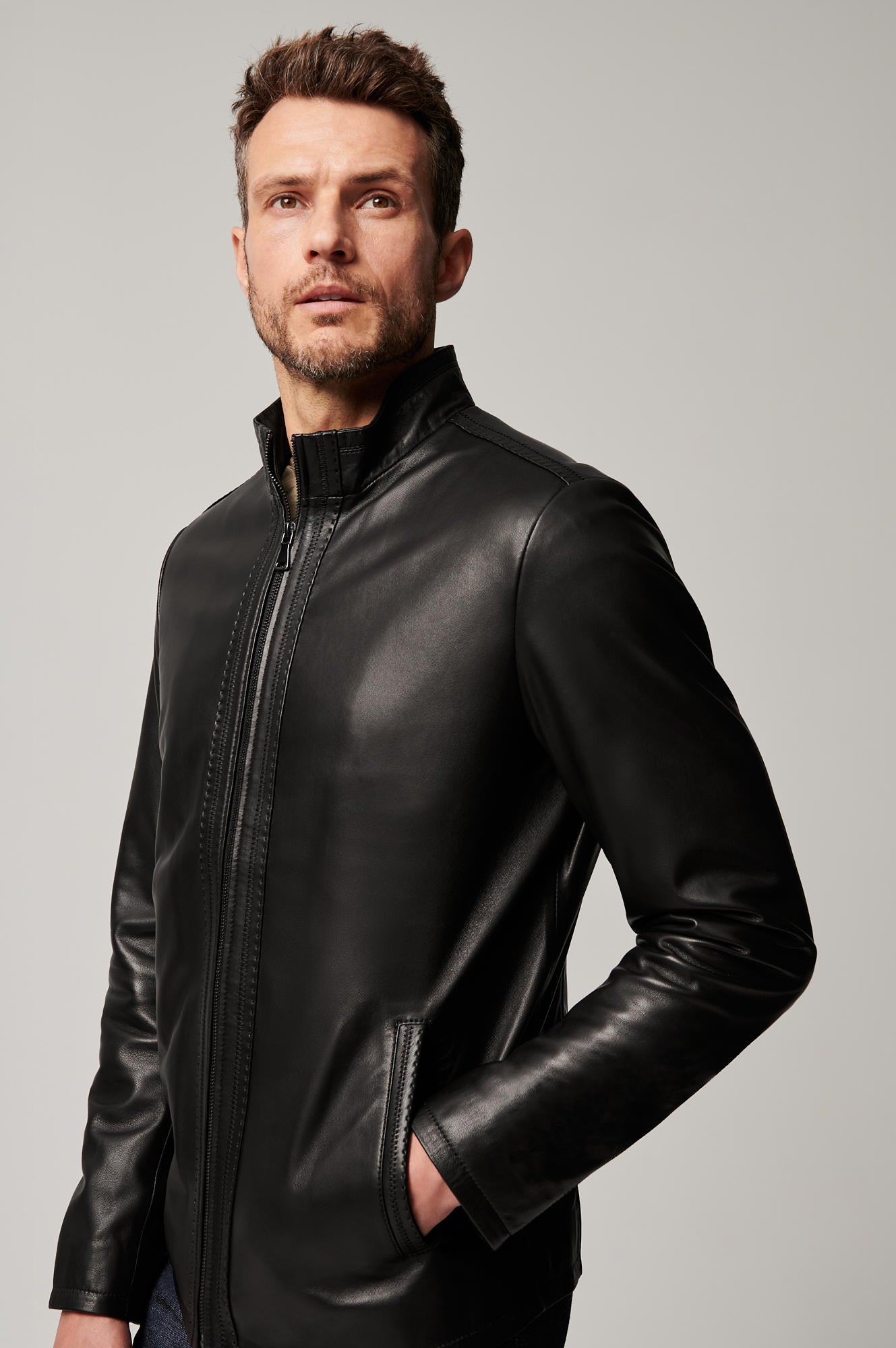 Men's Pure Leather Unique Jacket [Black]