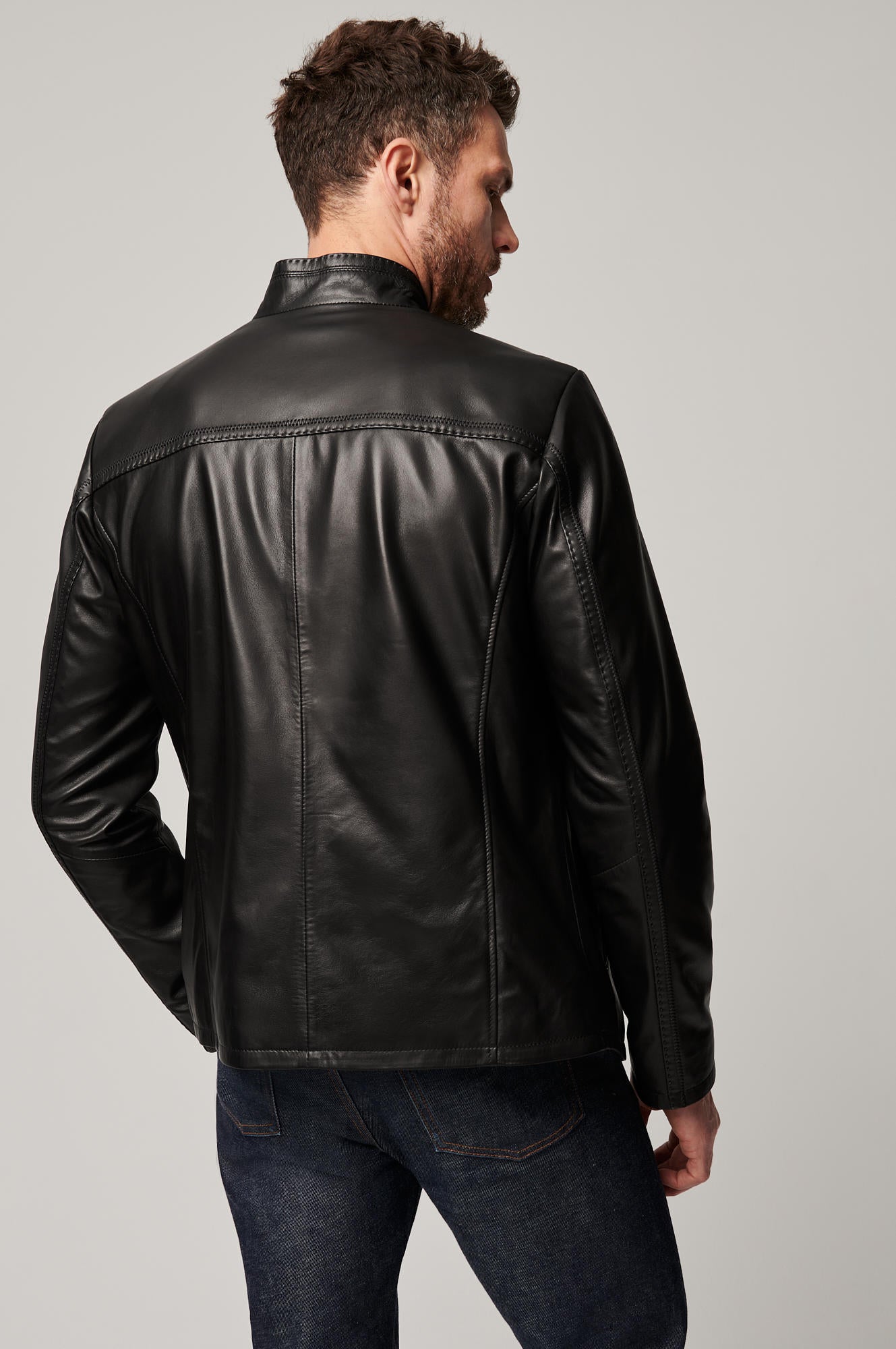 Men's Pure Leather Unique Jacket [Black]