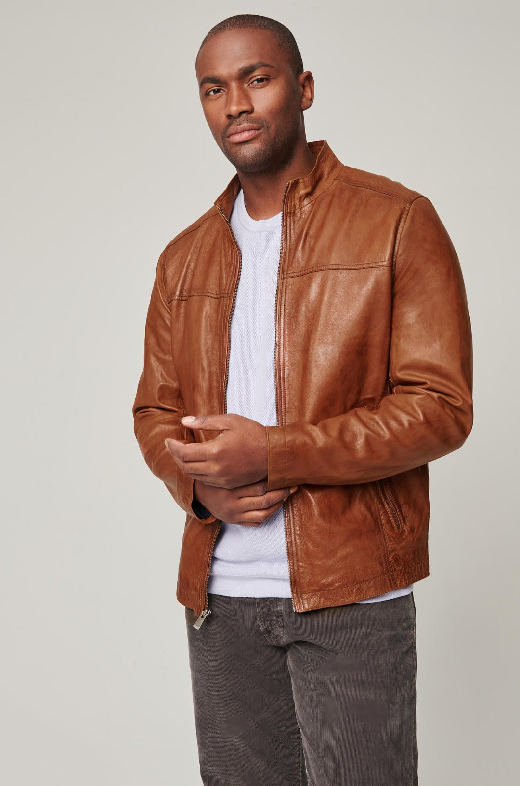 Men's Genuine Leather Unique Jacket [Brown]