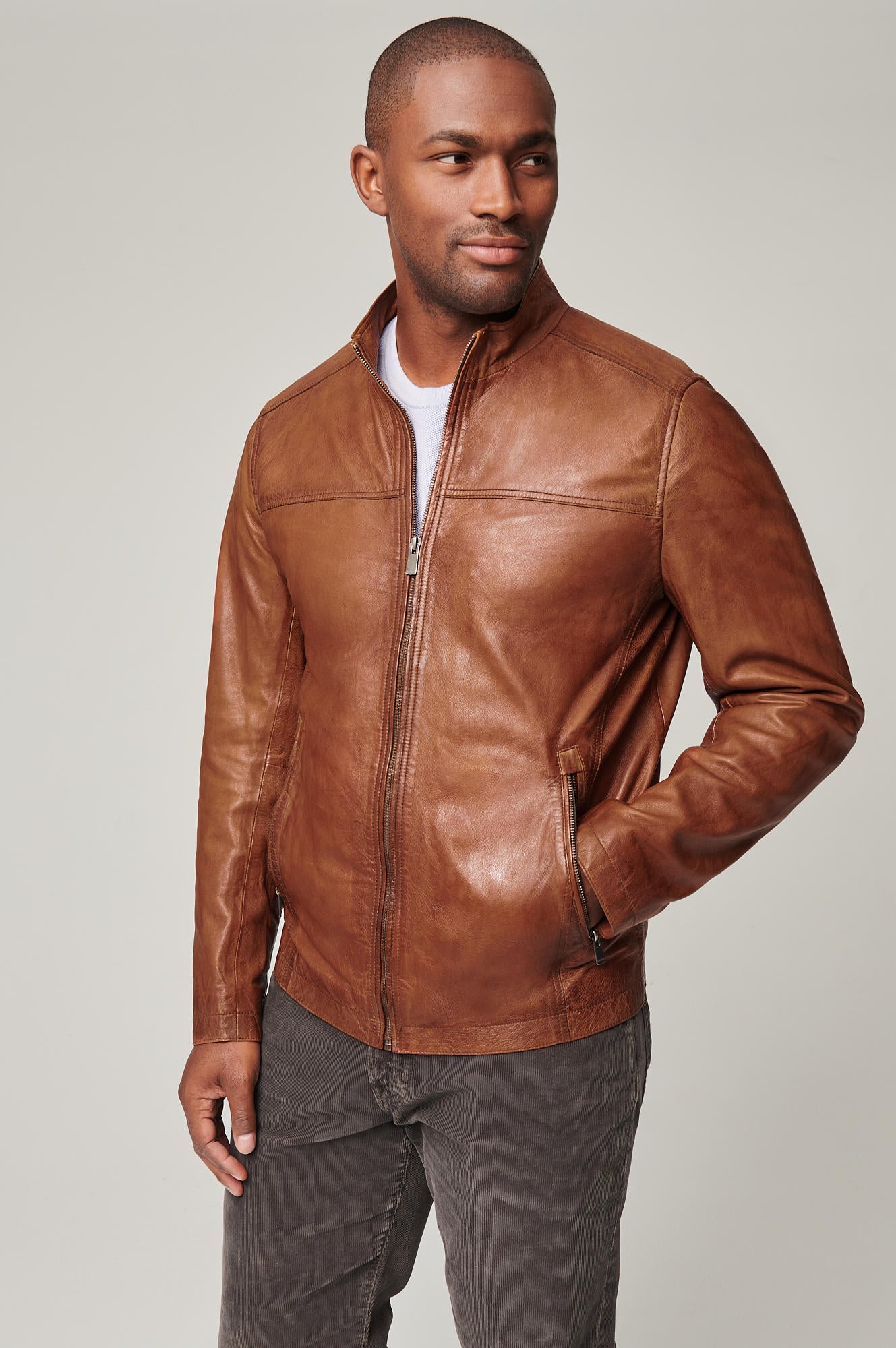 Men's Genuine Leather Unique Jacket [Brown]