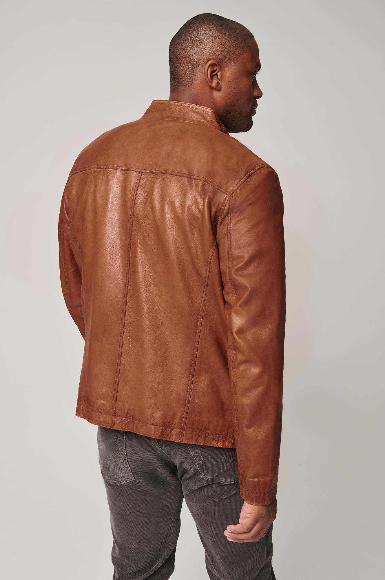 Men's Genuine Leather Unique Jacket [Brown]
