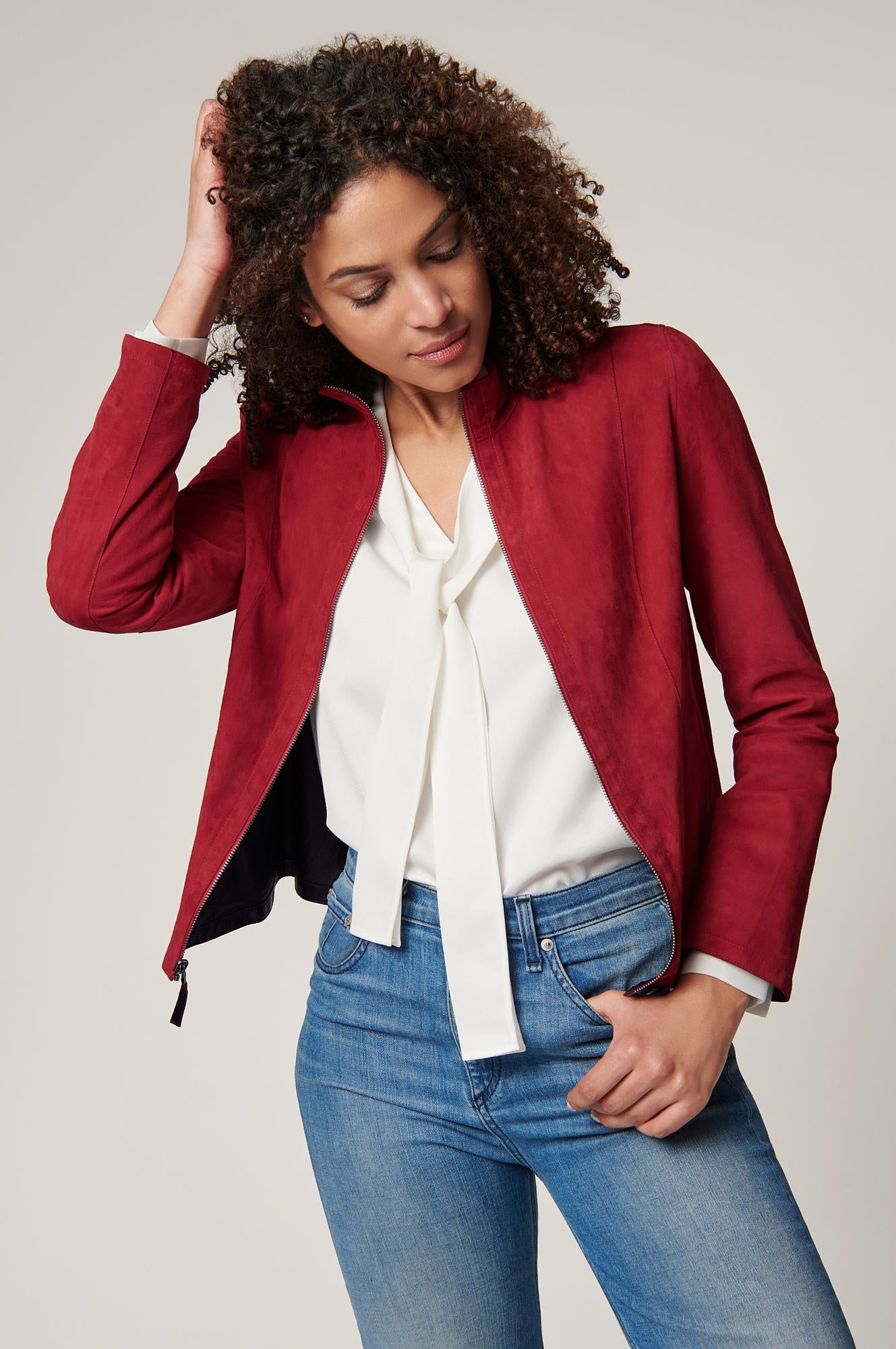 Women's Real Leather Double Sided Jacket [Maroon/Black]