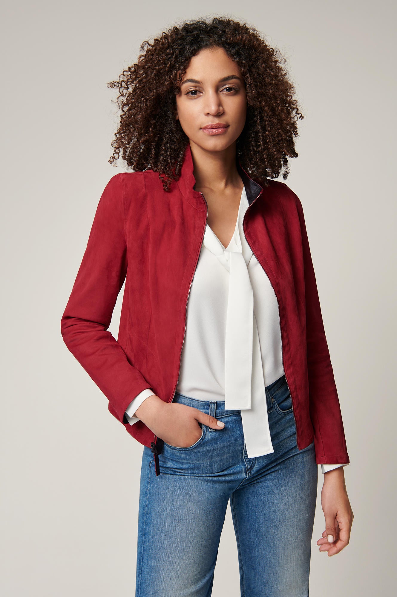 Women's Real Leather Double Sided Jacket [Maroon/Black]