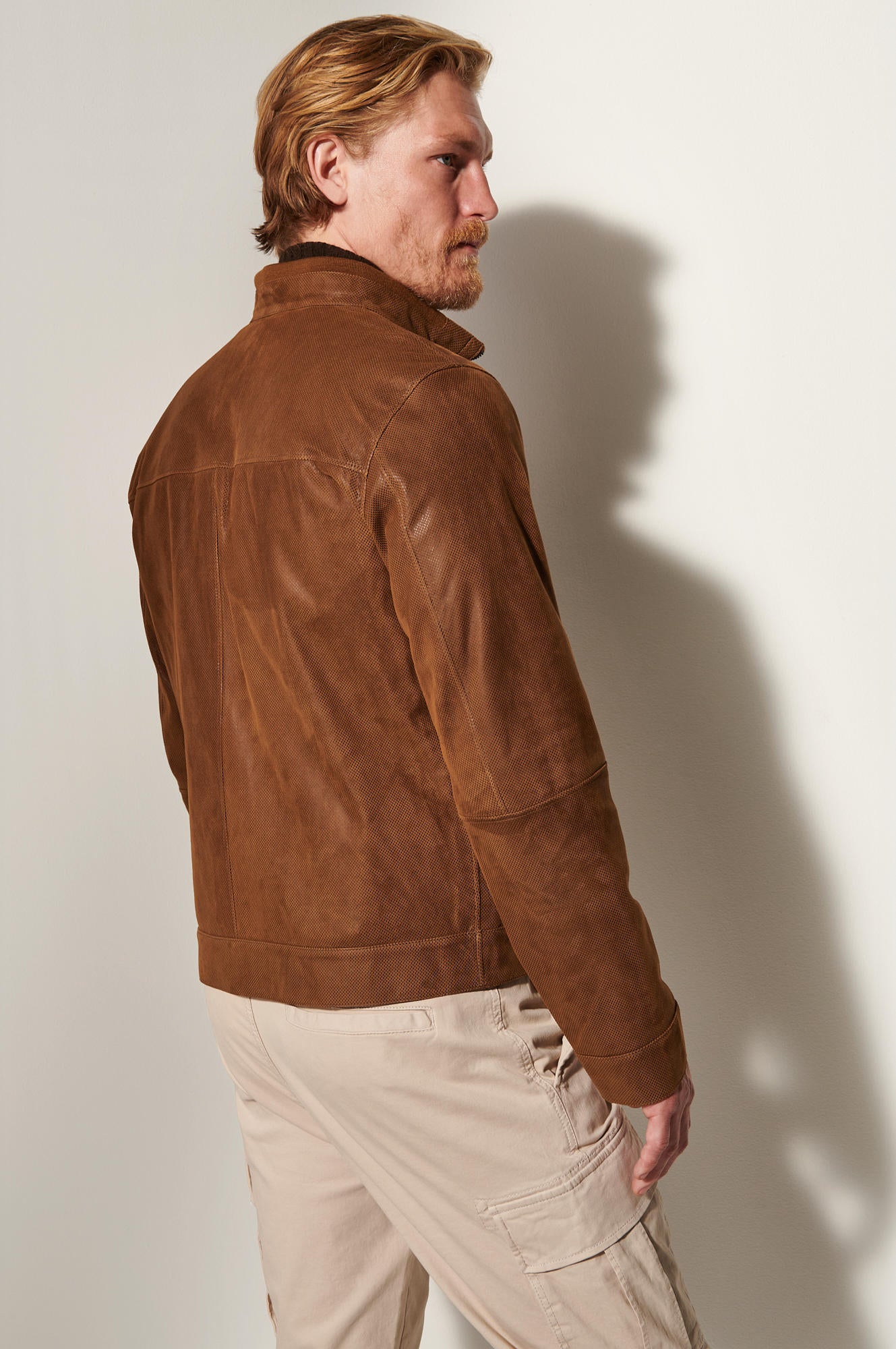 Men's Genuine Leather Unique Jacket [Light Brown]