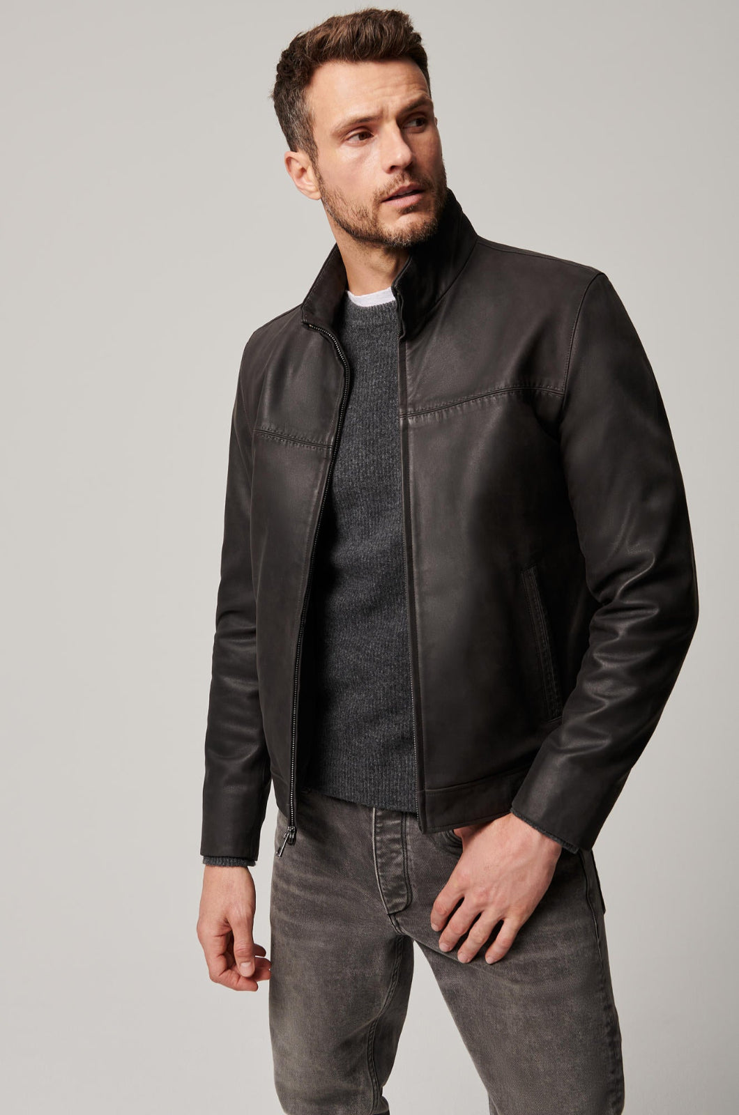 Men's Genuine Leather Unique Jacket [Black]