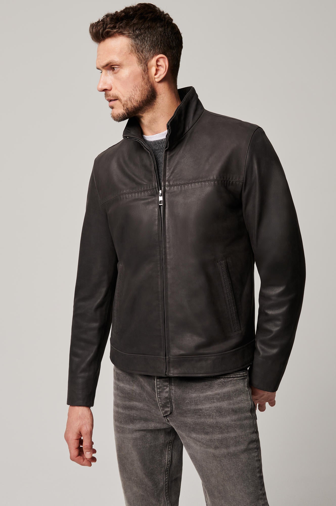 Men's Genuine Leather Unique Jacket [Black]