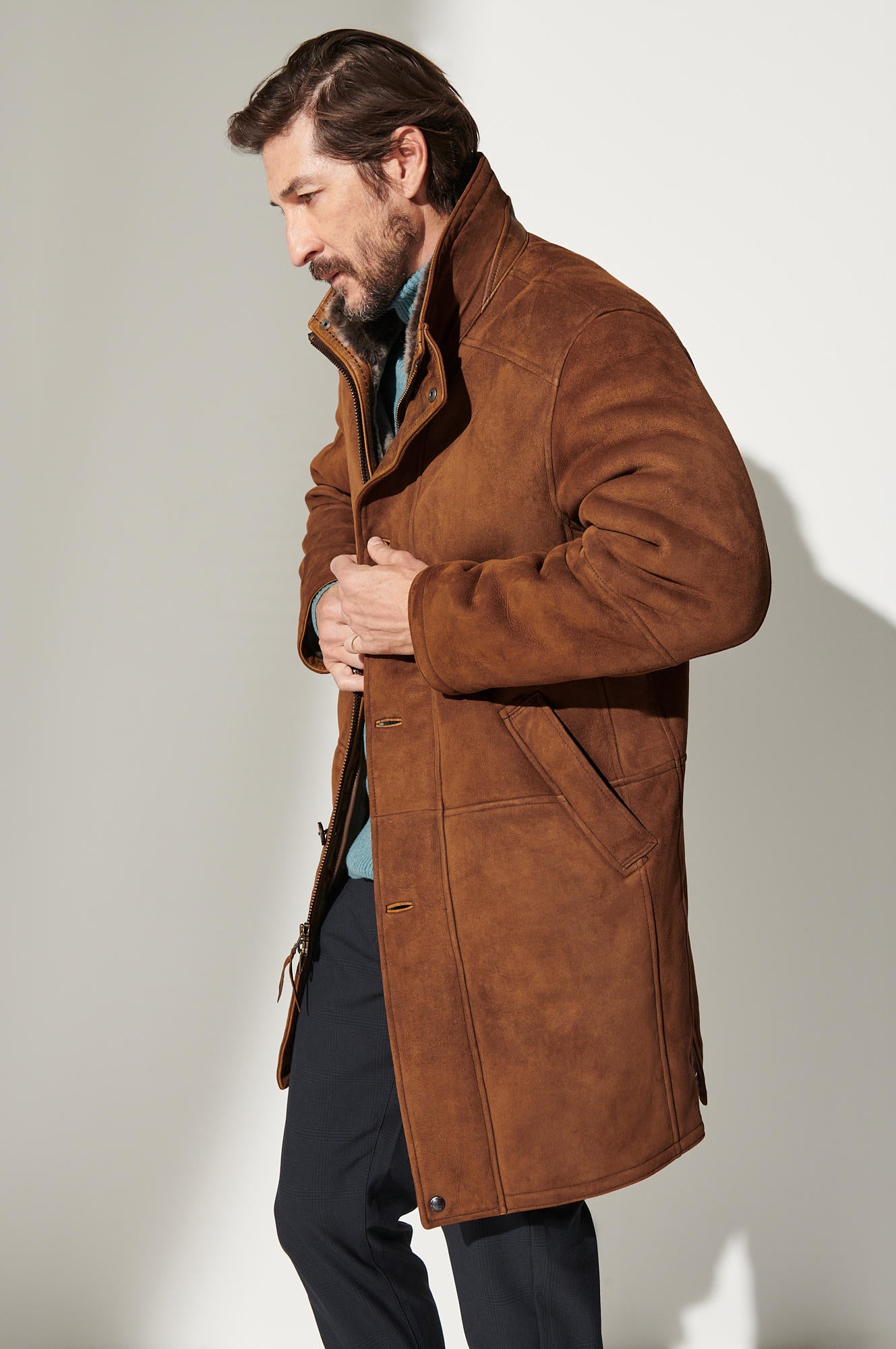 Men's Western Suede Leather Coats [Brown]