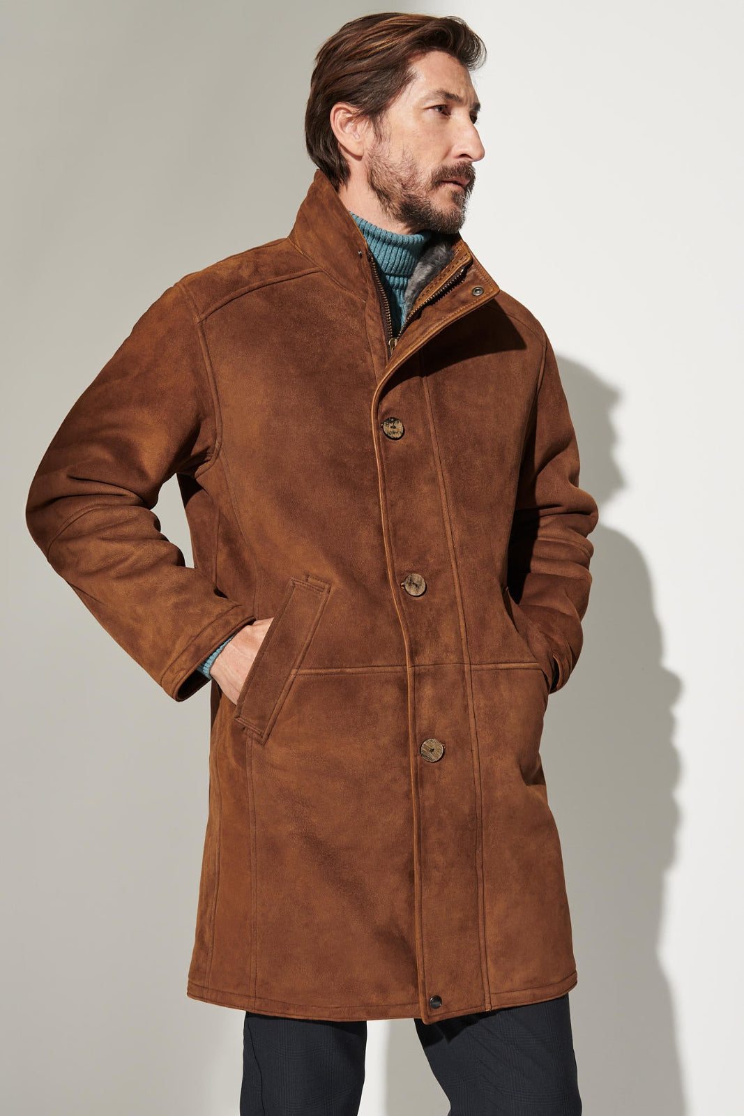 Men's Western Suede Leather Coats [Brown]