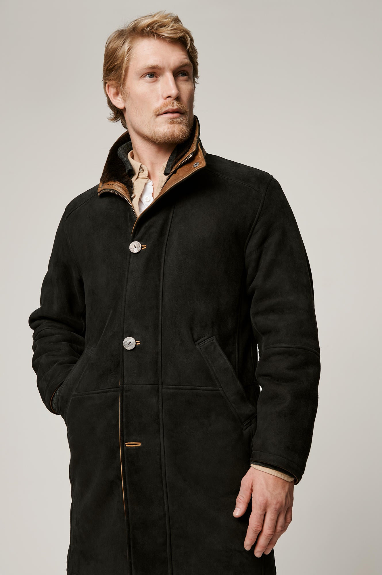 Men's Western Suede Leather Coats [Black]