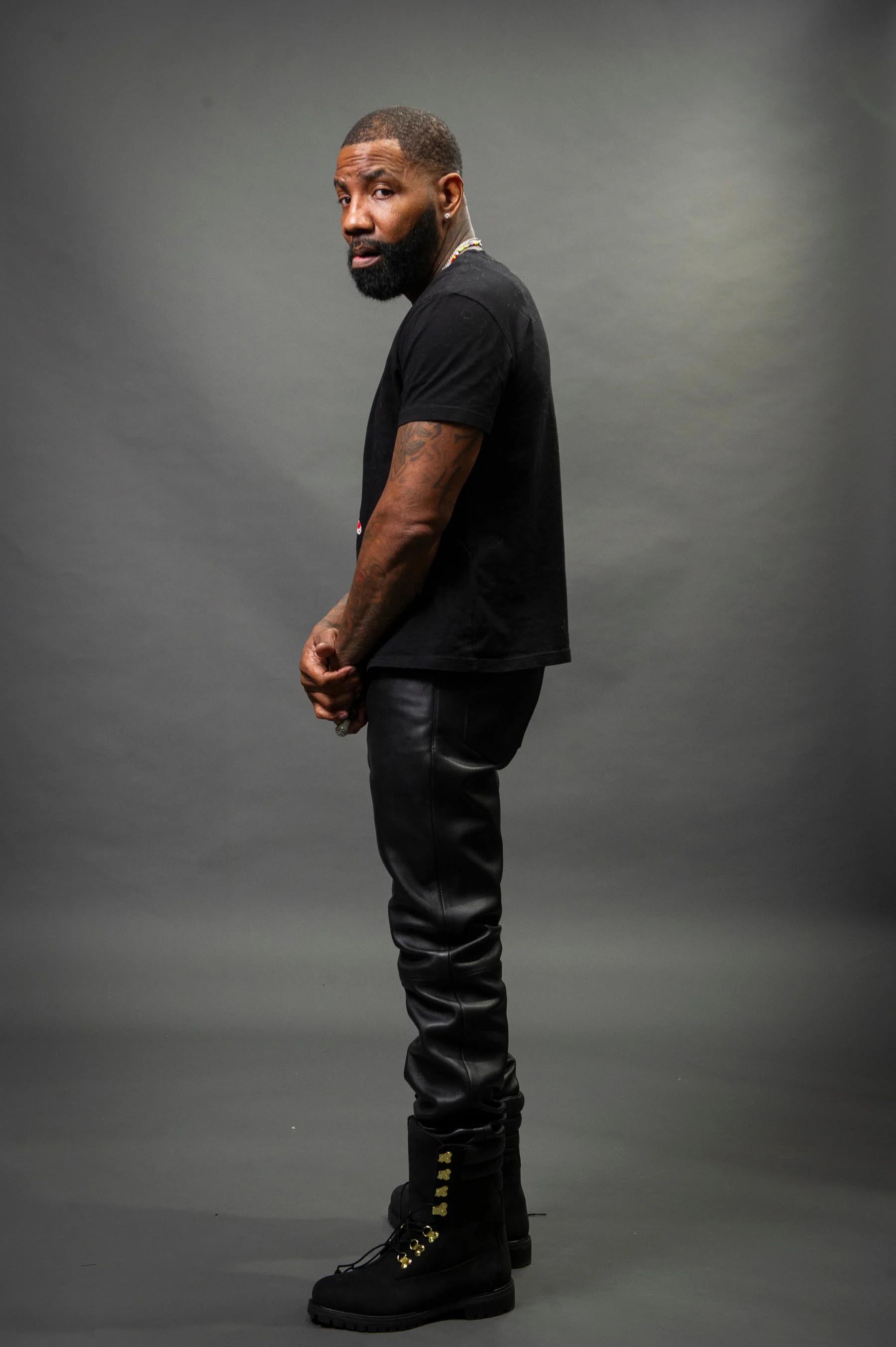 Men's Genuine Plain Leather Pants [Black]