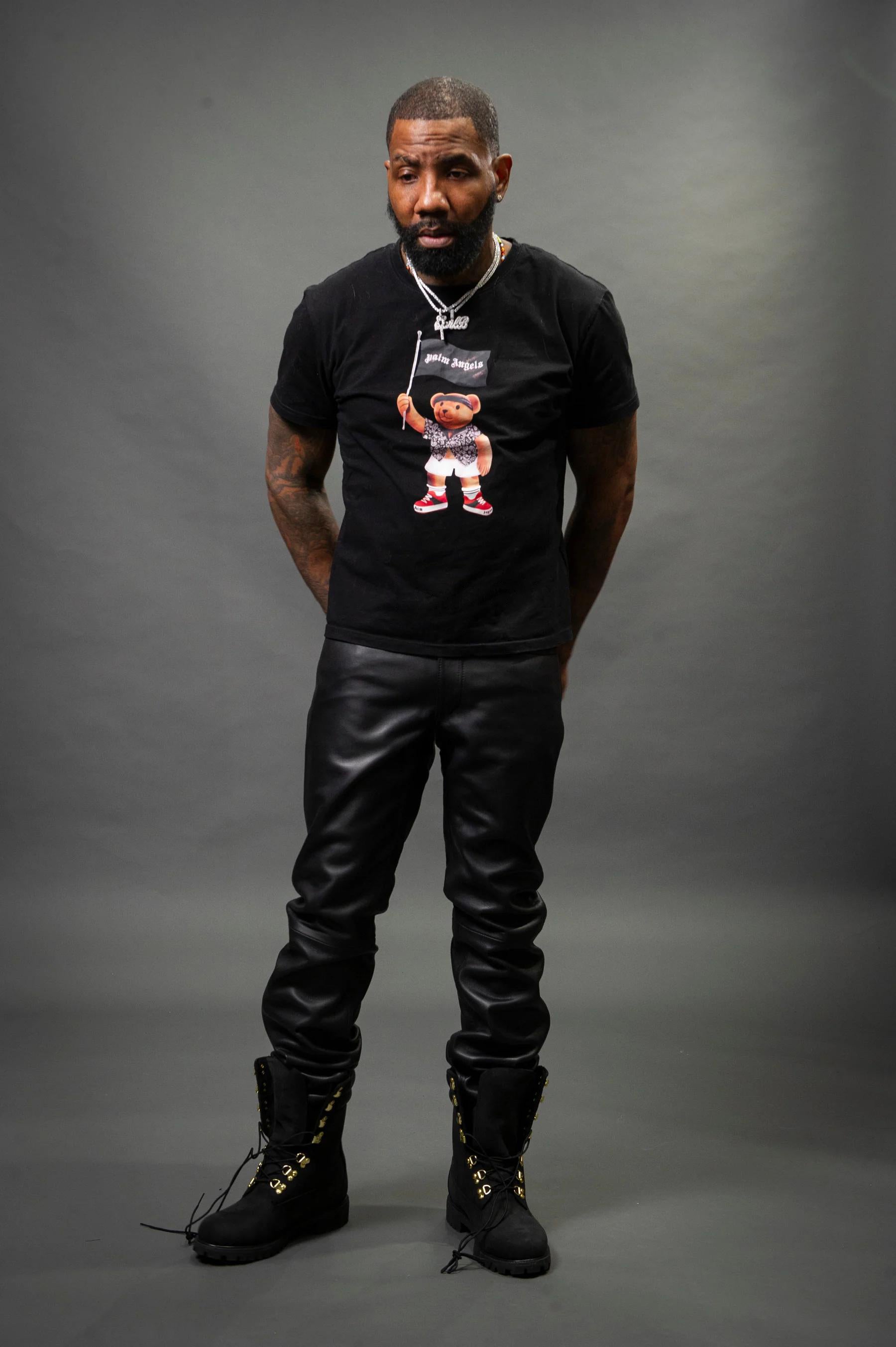 Men's Genuine Plain Leather Pants [Black]