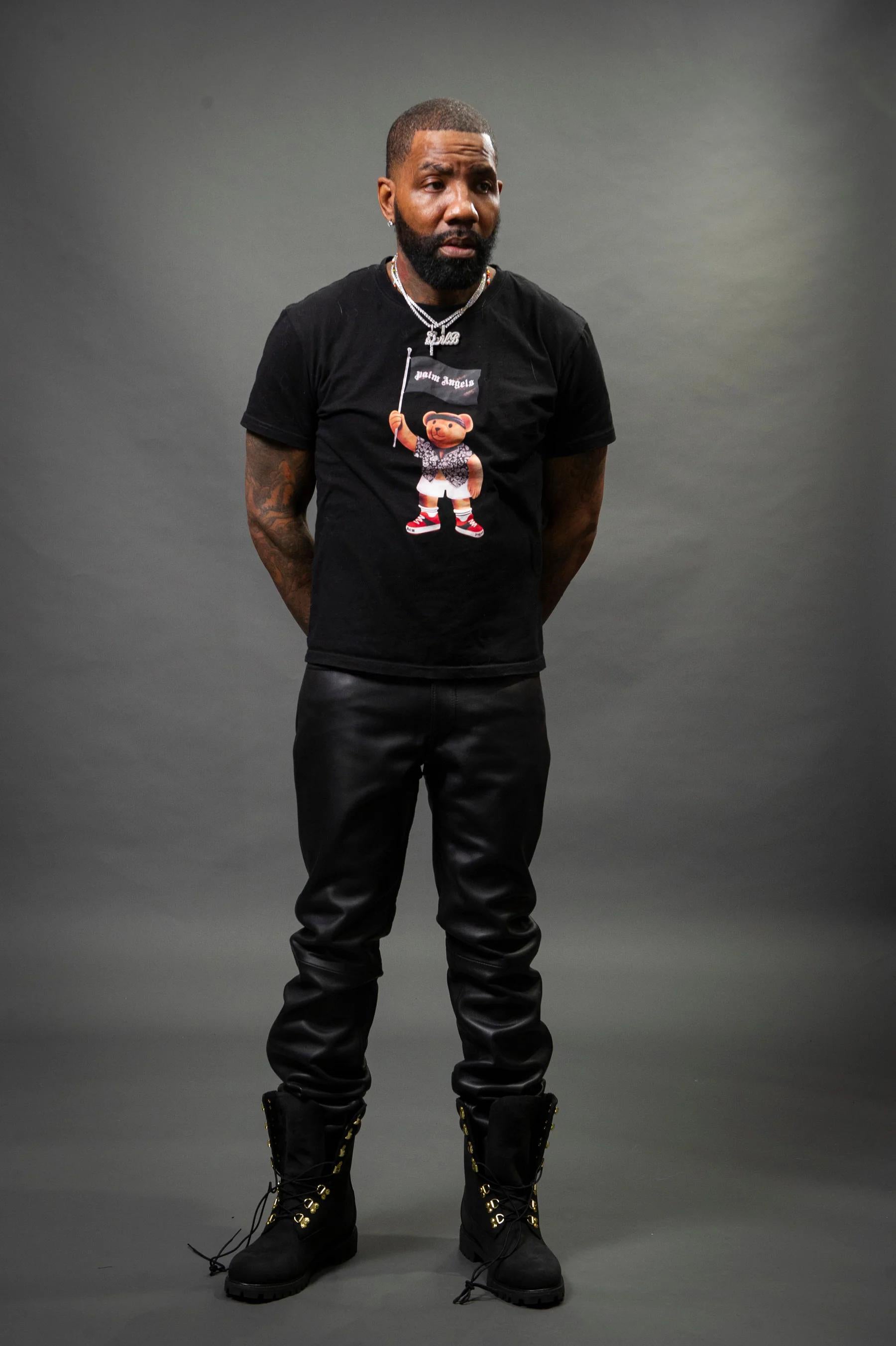 Men's Genuine Plain Leather Pants [Black]