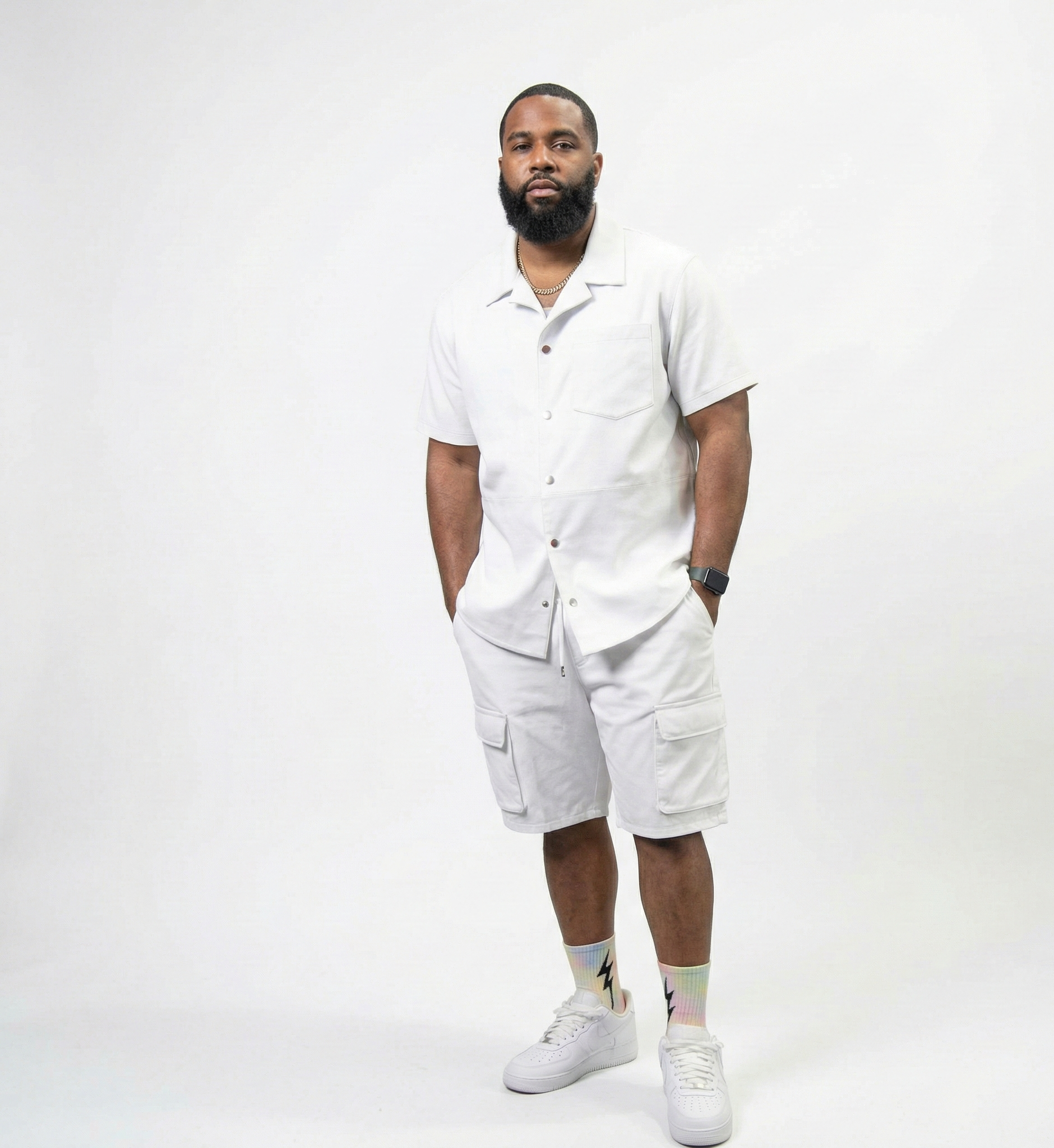 Modern Men’s White Shirt and Shorts Set – Clean Streetwear
