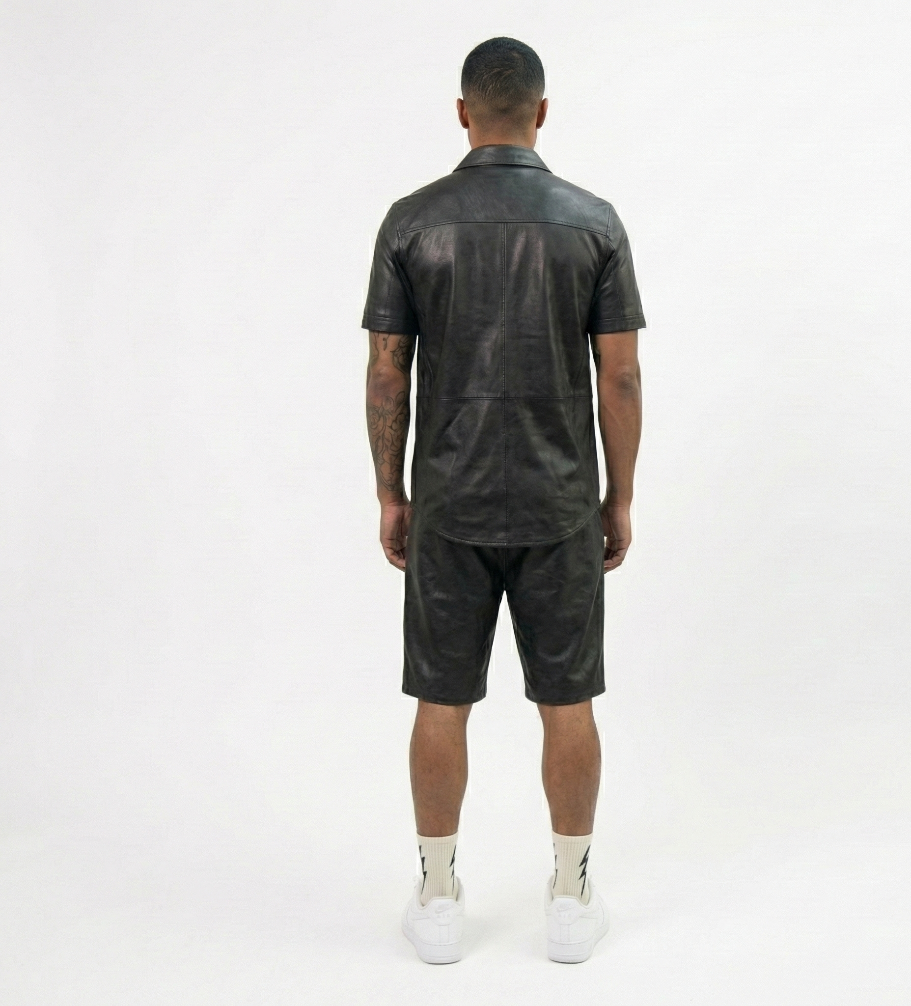 Men’s Black Leather Shorts – Classic Casual Fit