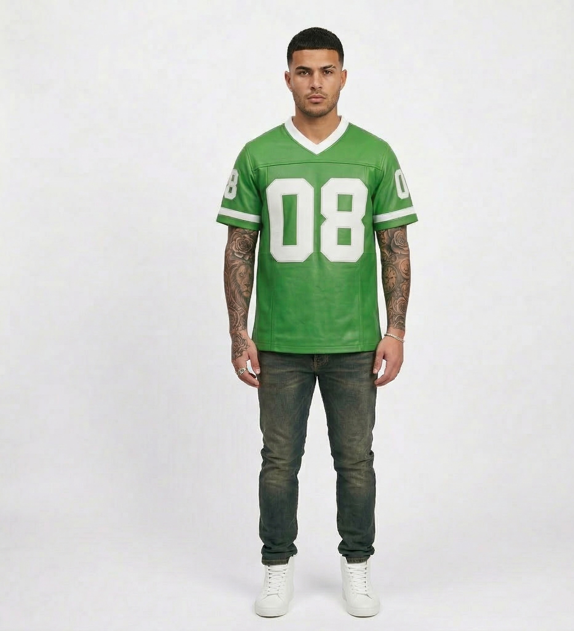 Men’s Green Sports Jersey Shirt – Casual Streetwear Tee