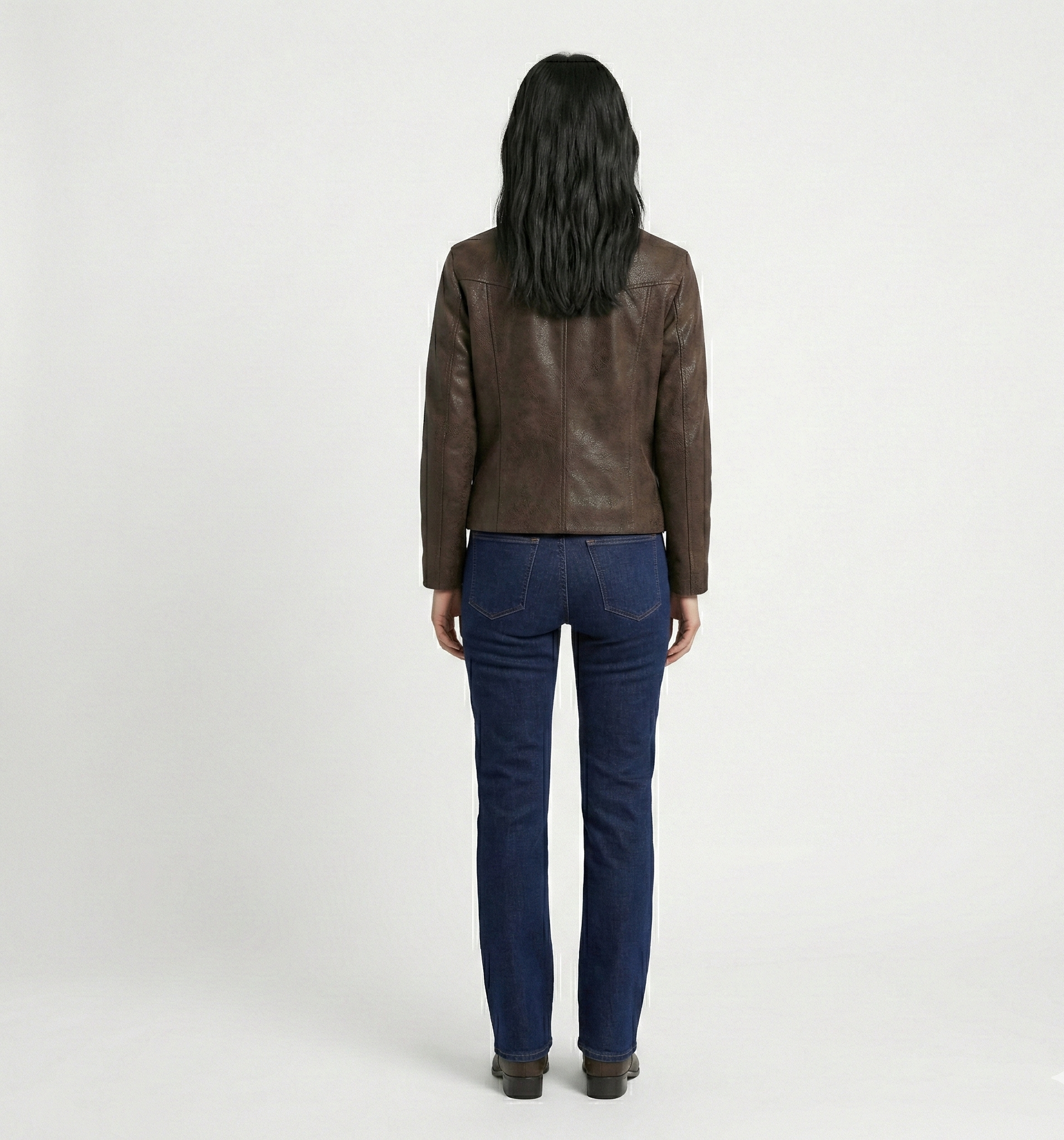 Women’s Genuine Brown Leather Jacket with Clean Zip-Front Design