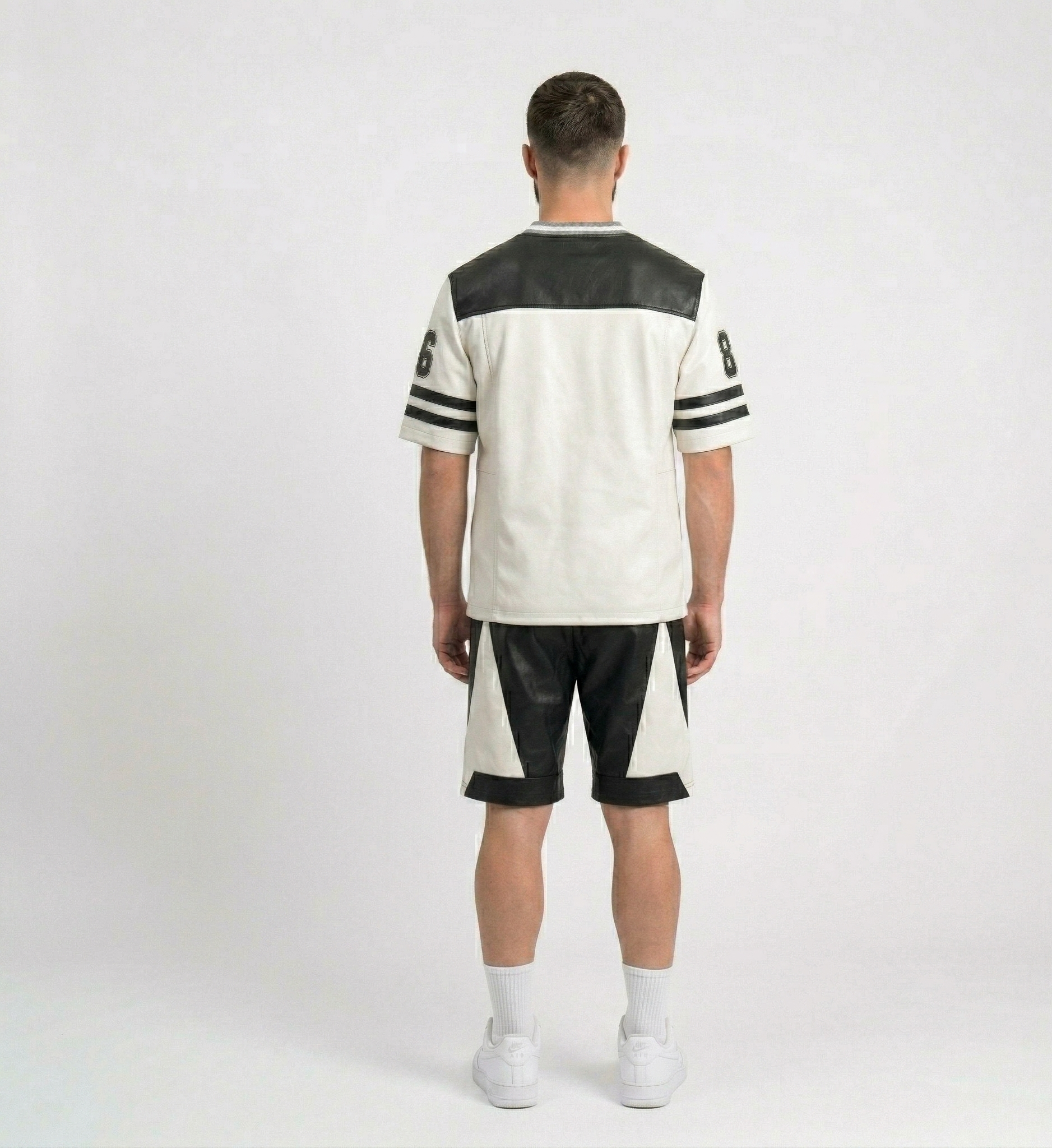 Men’s Black & White Jersey and Shorts Set – Oversized Streetwear Outfit