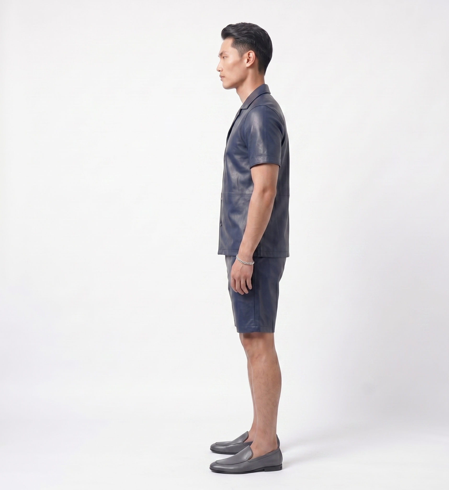 Men’s Navy Blue Shirt and Shorts Set – Luxury Streetwear Outfit