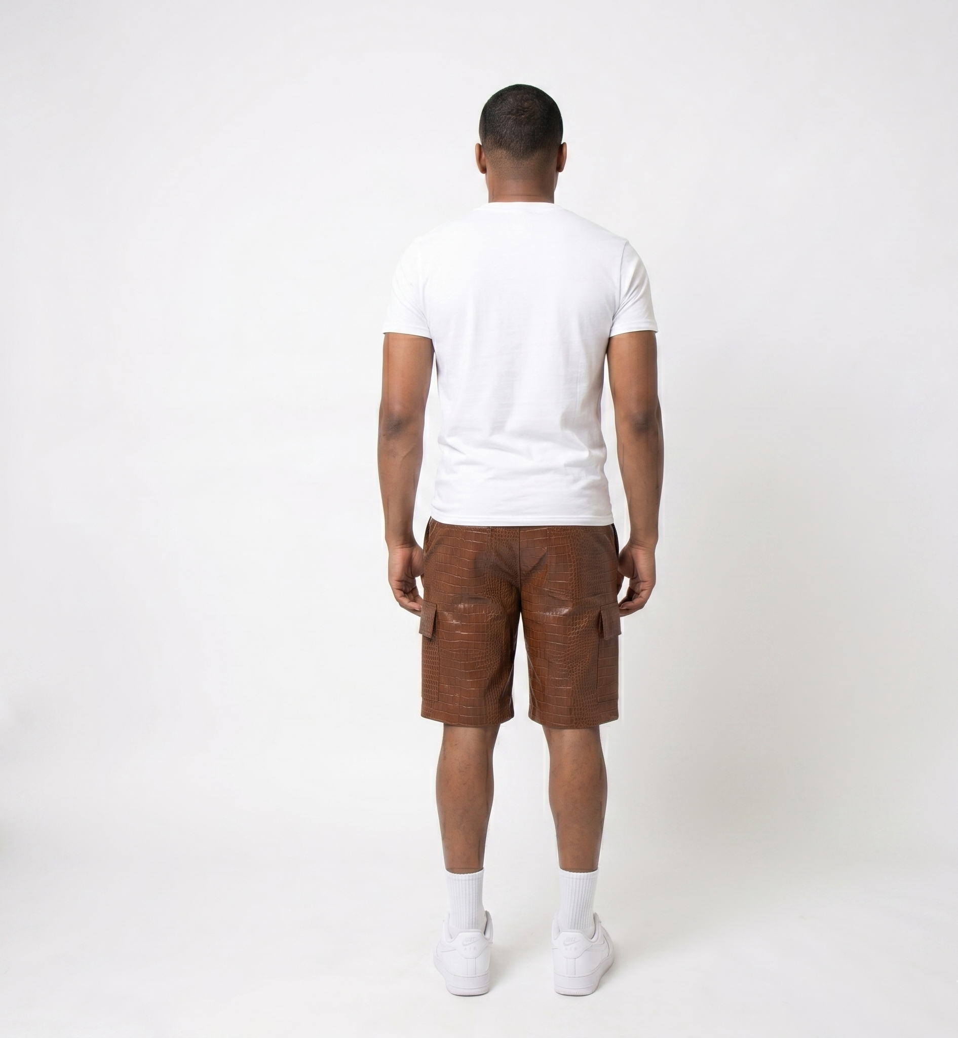 Men’s brown Crocodile Embossed Cargo Shorts – Designer Streetwear (Copy) (Copy)