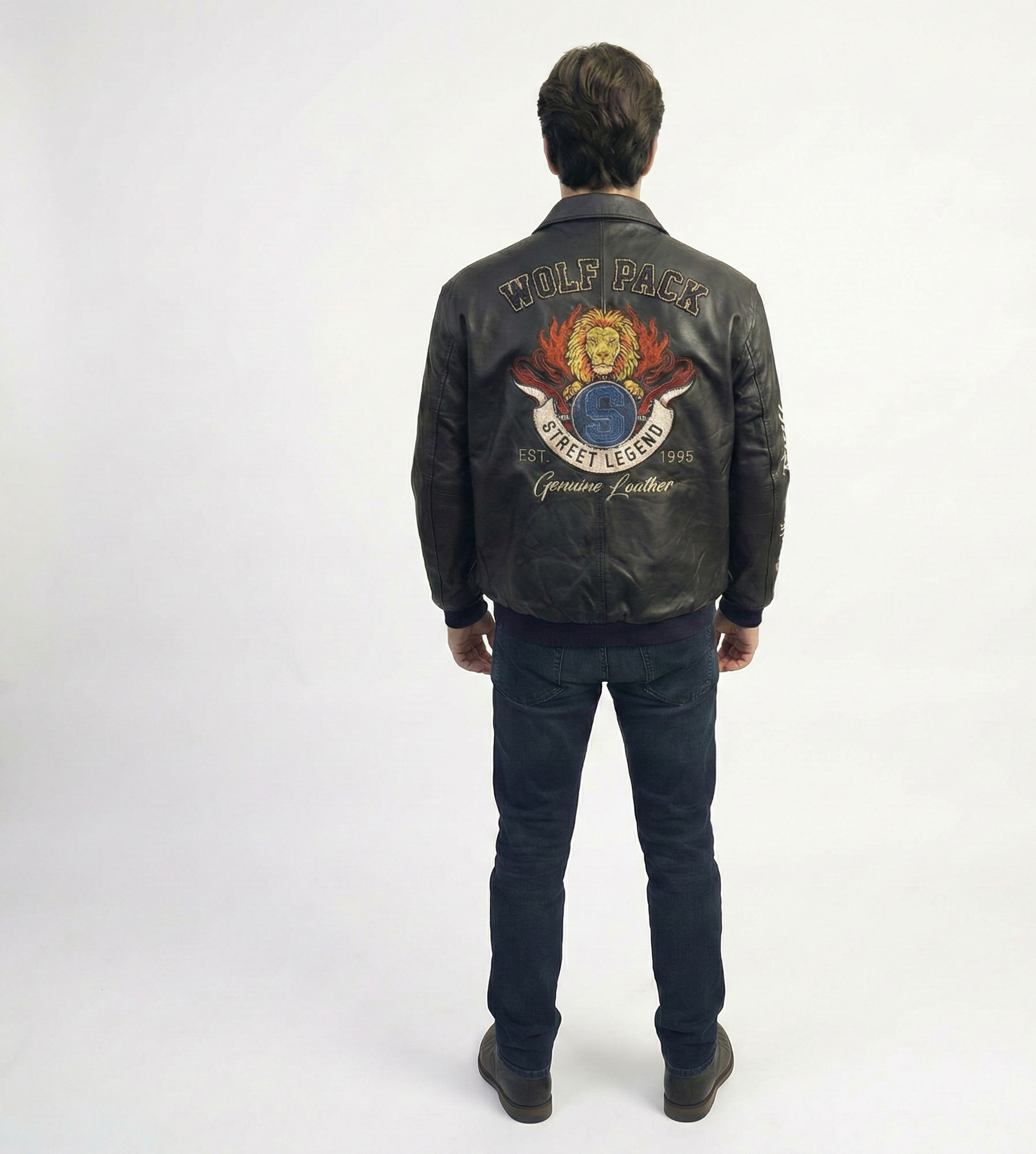 Men’s Black Varsity Leather Jacket – Classic Streetwear Style