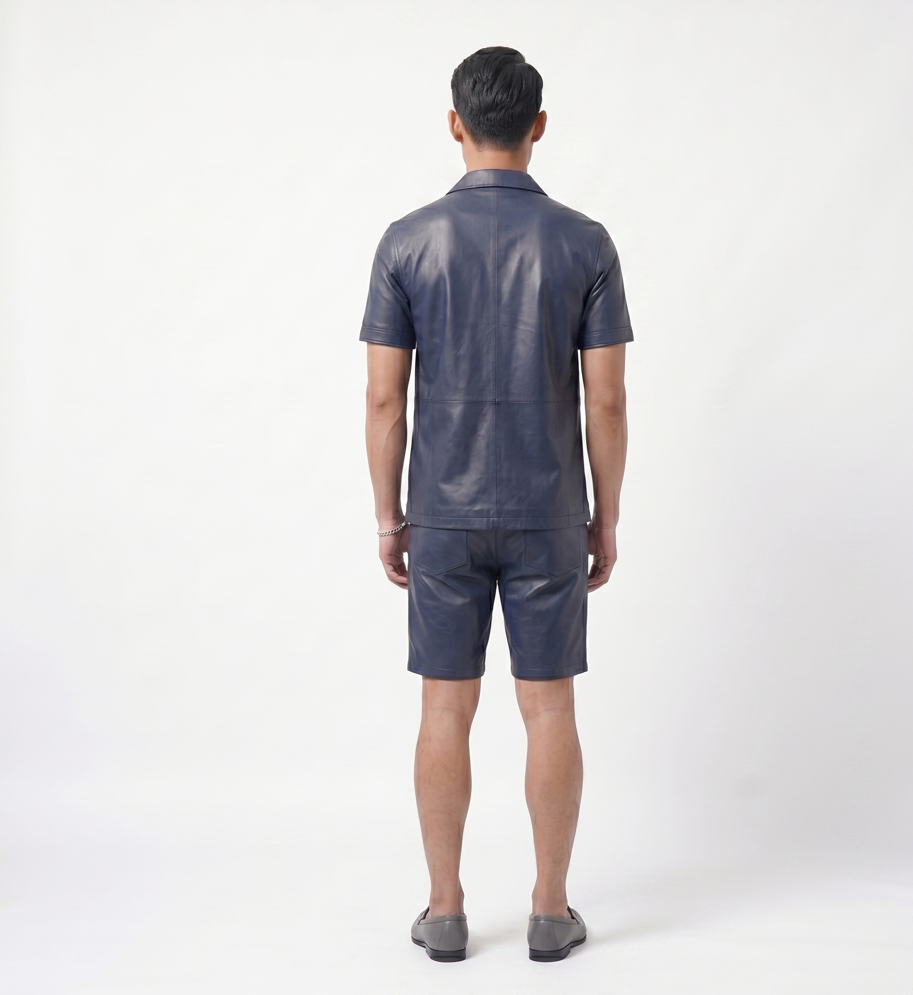 Men’s Navy Blue Shirt and Shorts Set – Luxury Streetwear Outfit