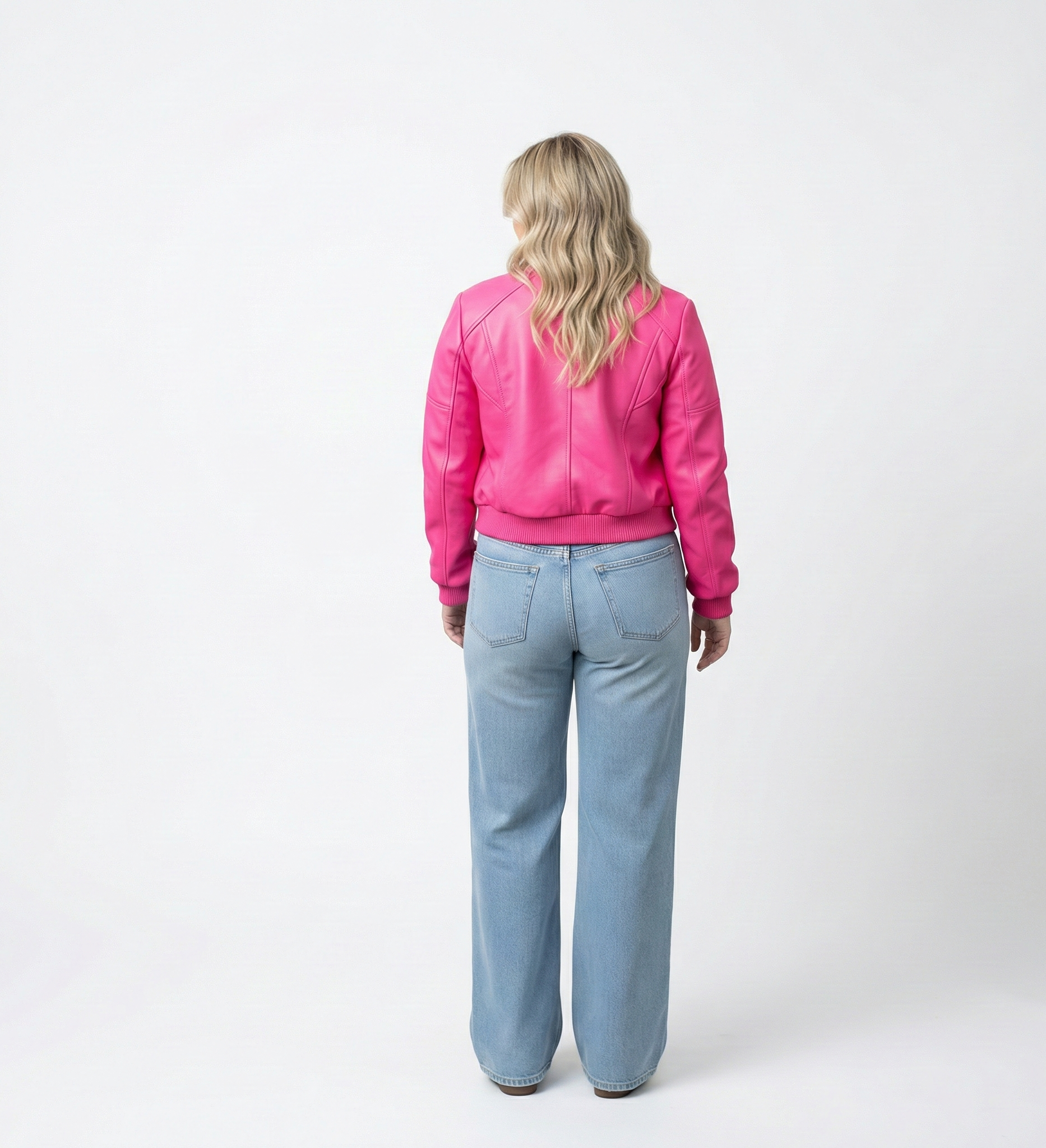 Women’s Hot Pink Leather Bomber Jacket – Lightweight Classic Fit