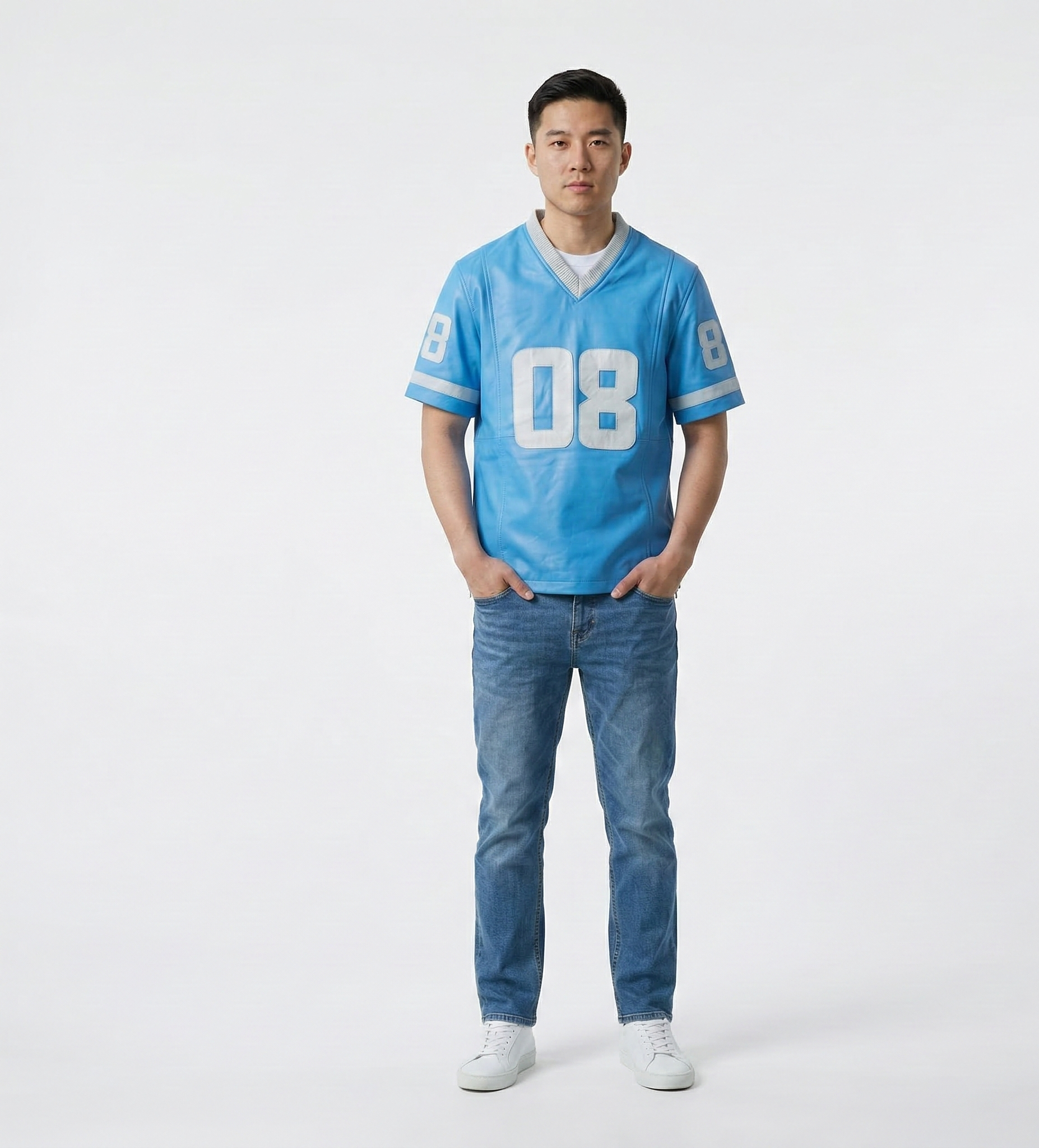Men’s Blue Sports Jersey Shirt – Casual Streetwear Tee