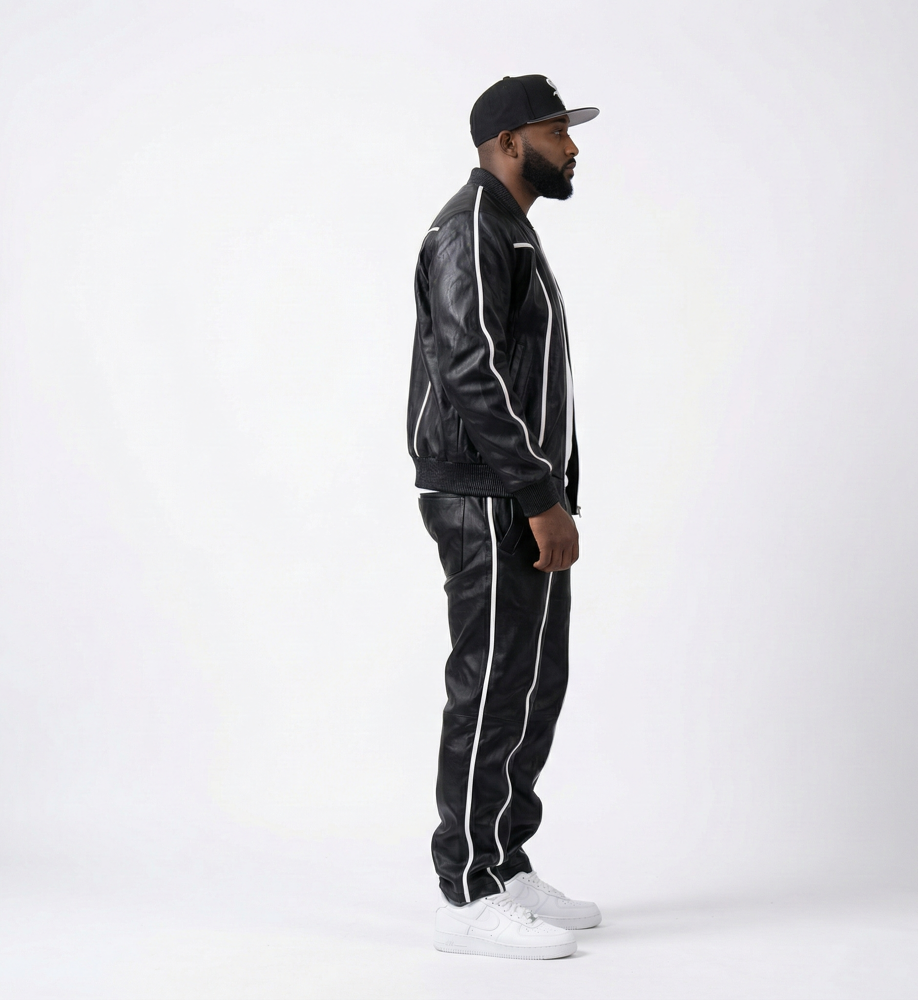 Men’s Premium Leather Jacket and Jogger Outfit