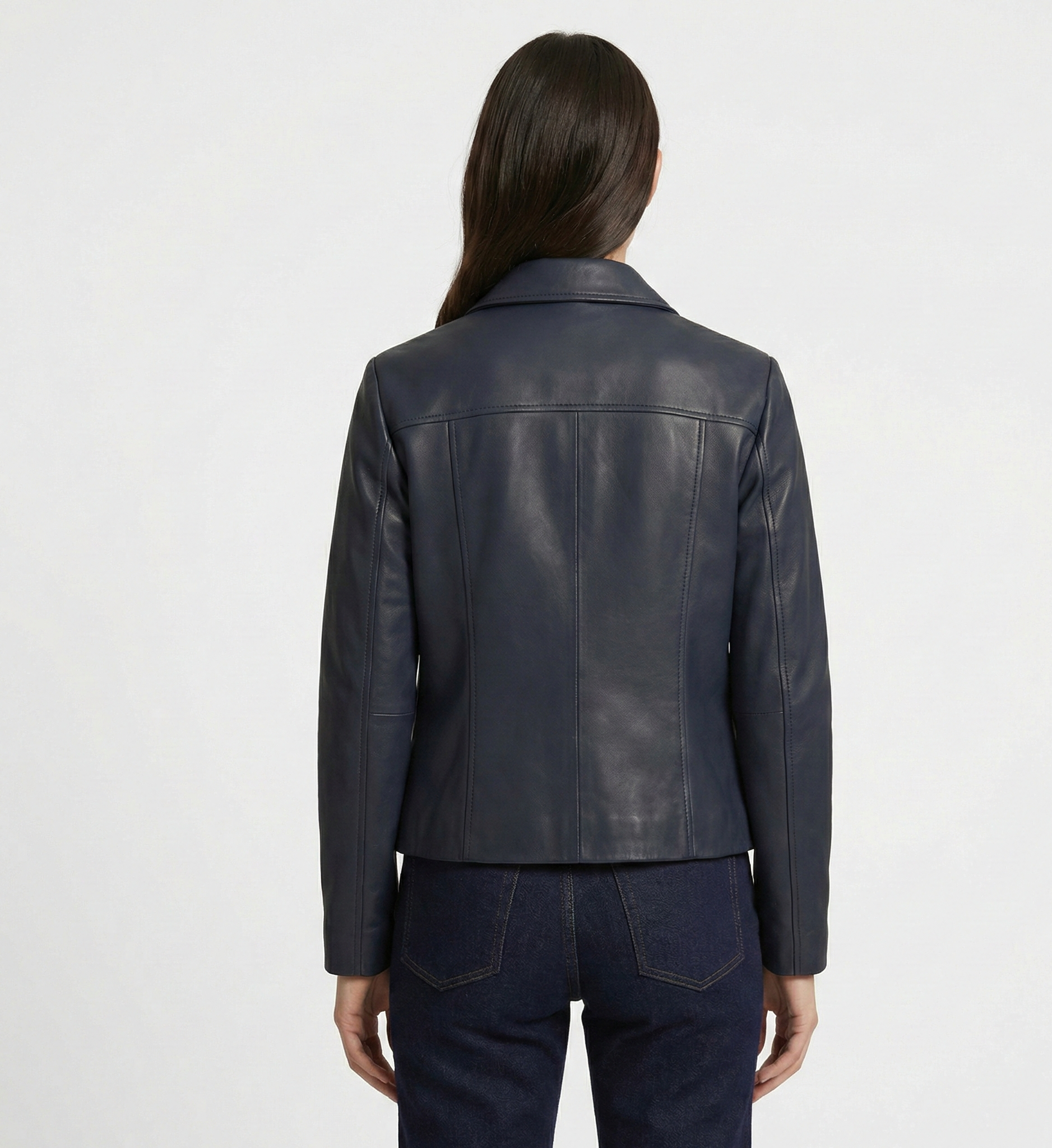 Women’s Classic Leather Zip Jacket – Minimalist Everyday Style