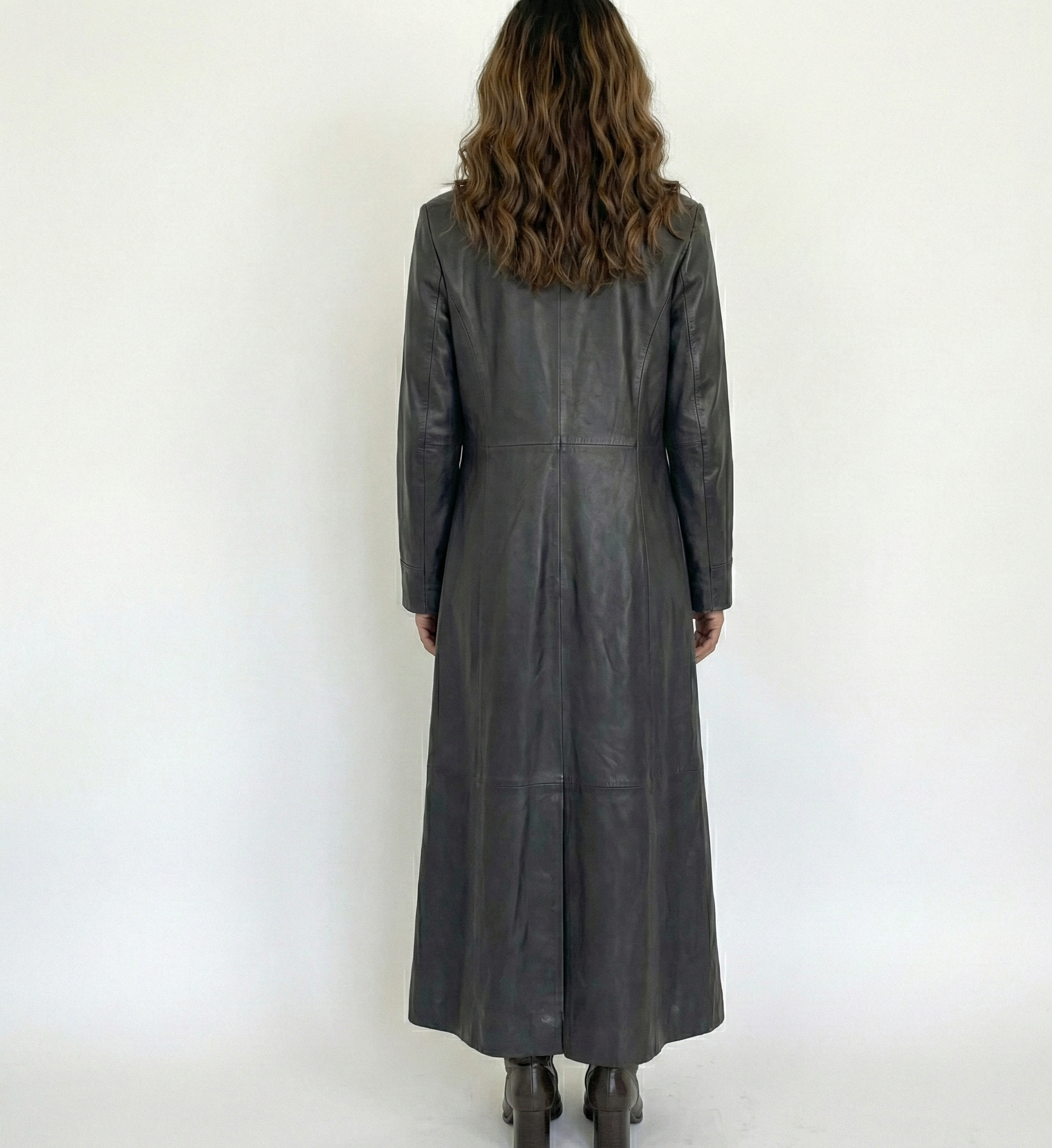 Women’s Black Leather Trench Coat – Longline Fit