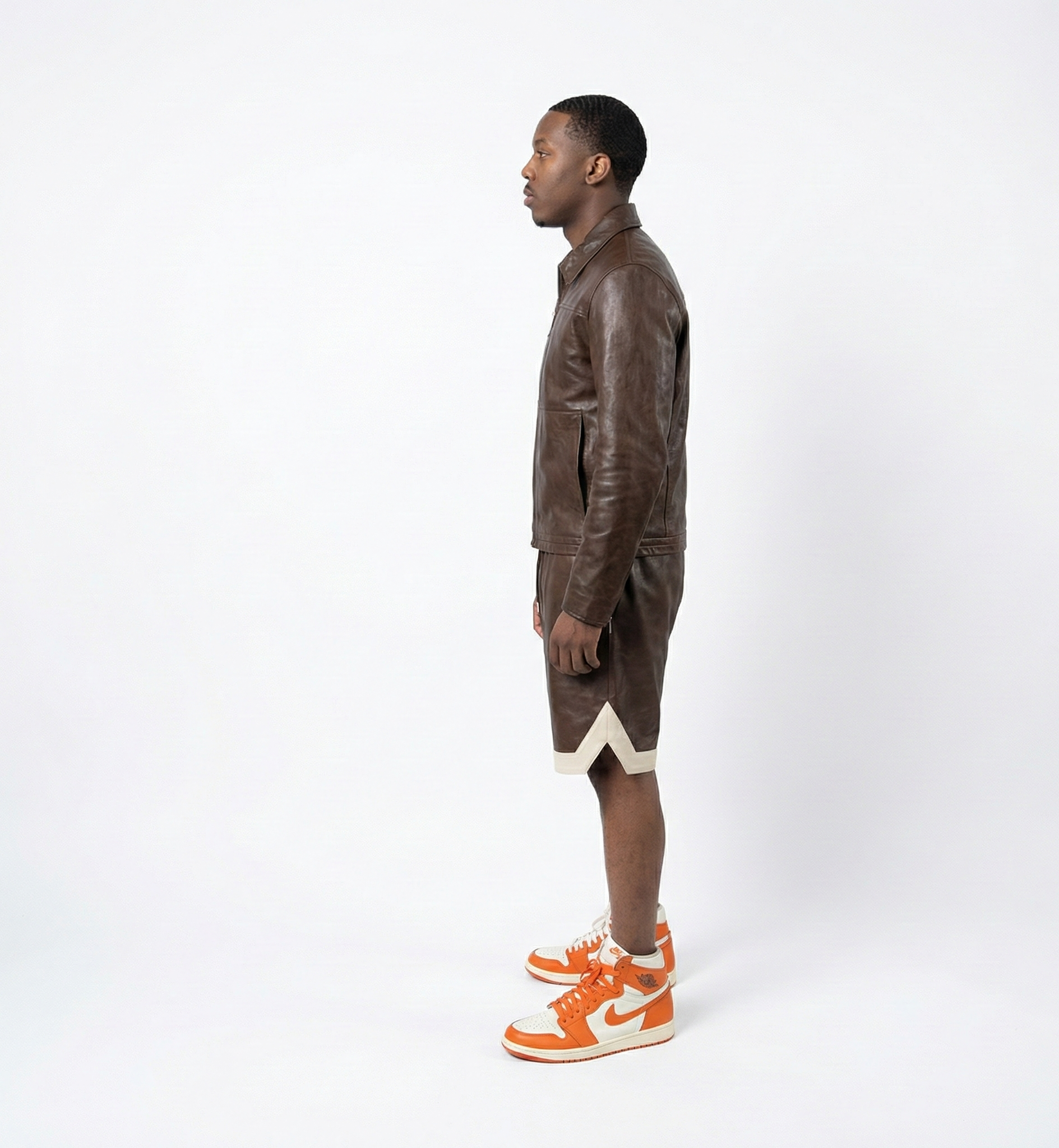 Men’s Brown Leather Shorts – Classic Casual Fit