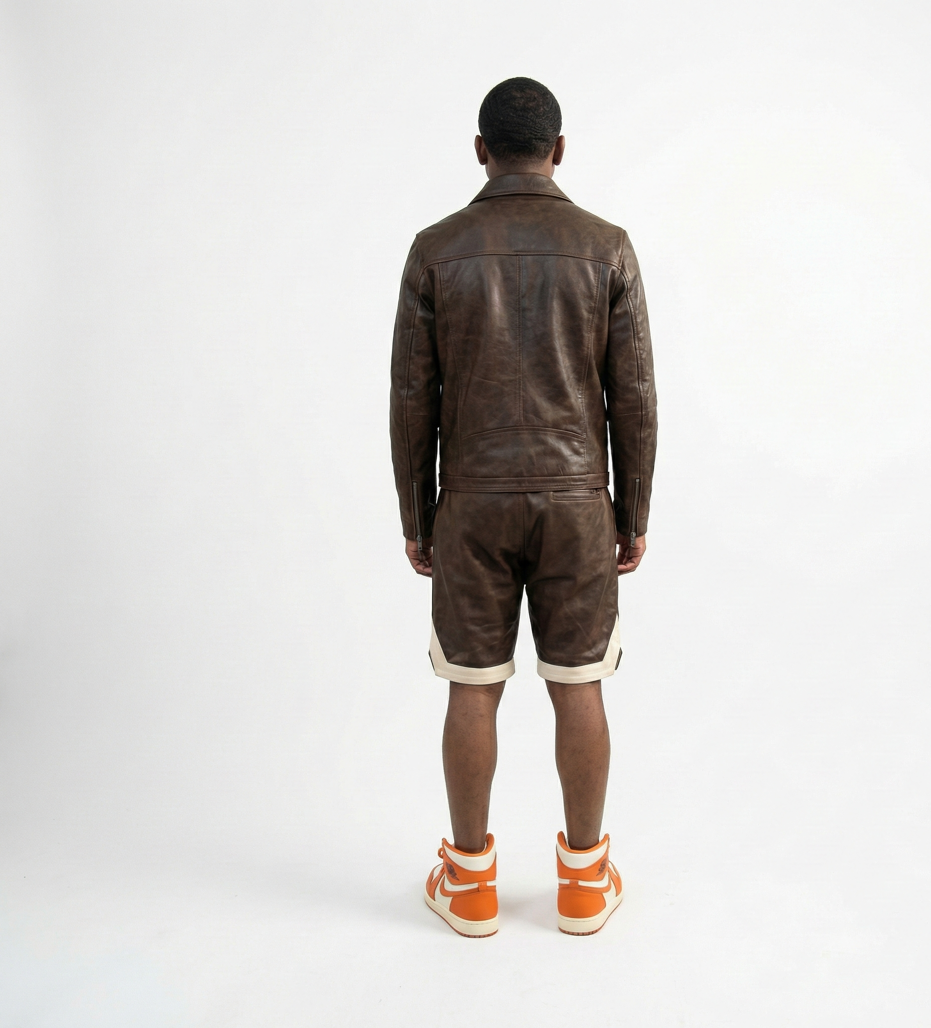 Men’s Brown Leather Shorts – Classic Casual Fit