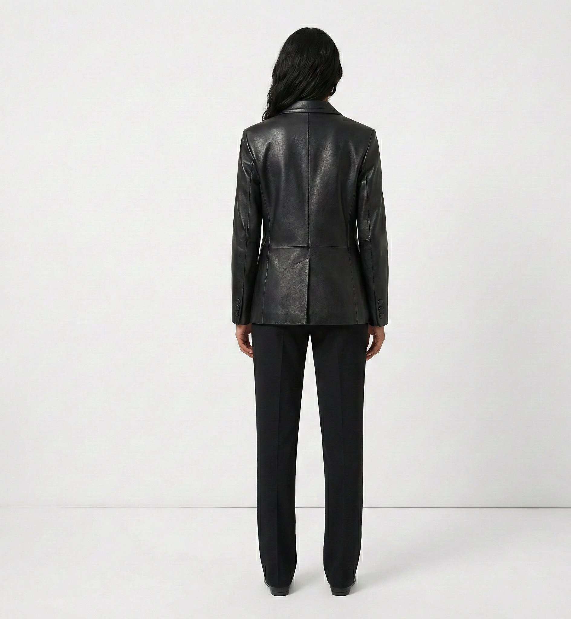 Women’s Genuine Leather Blazer Jacket with Structured Tailored Fit