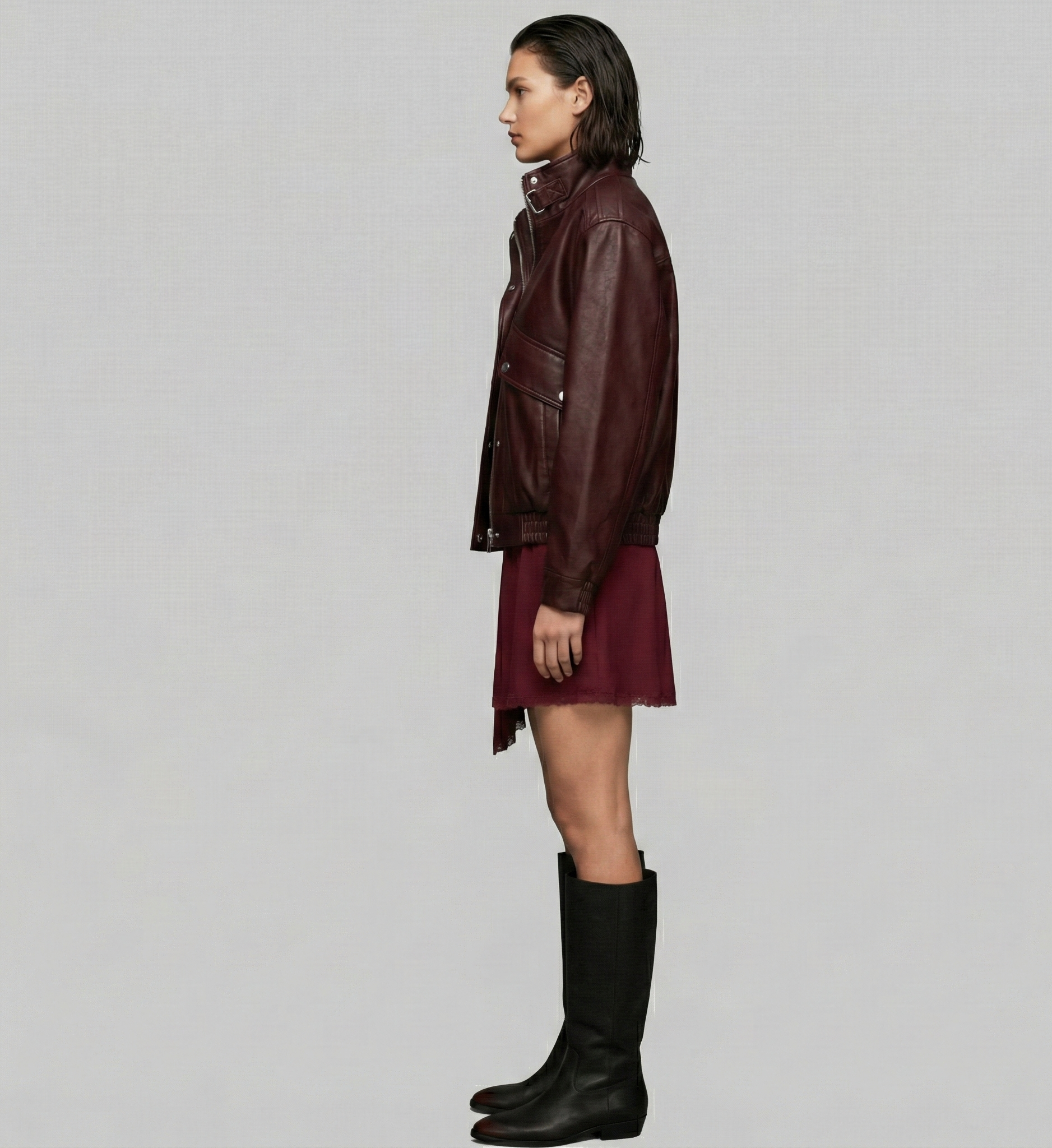 Premium Wine Red Leather Jacket for Women