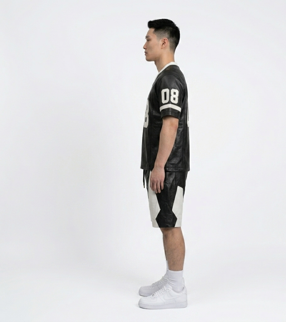 Men’s Black and White Jersey Shorts Set – Luxury Streetwear Outfit