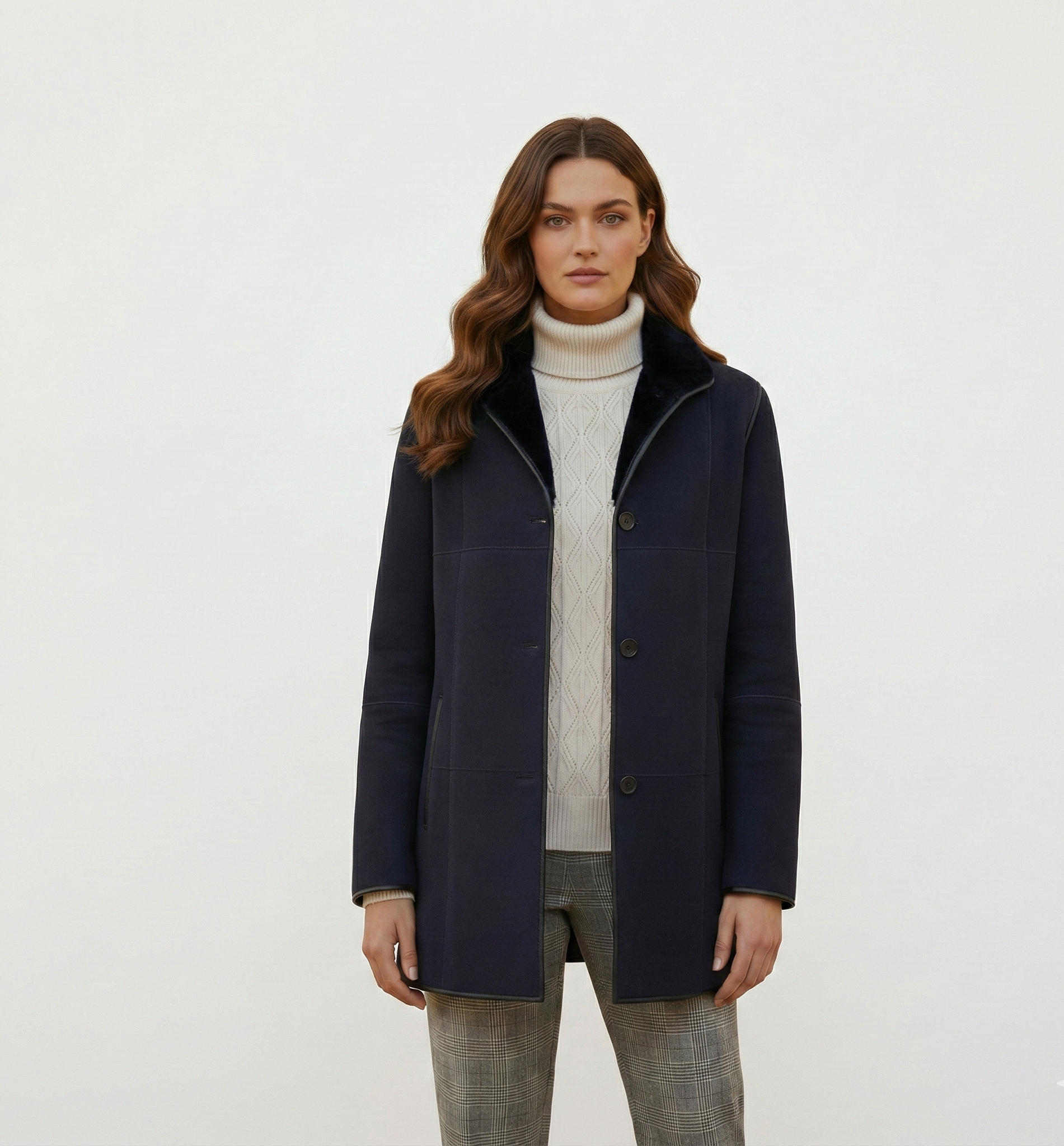 Women’s Elegant Mid-Length Wool-Style Coat