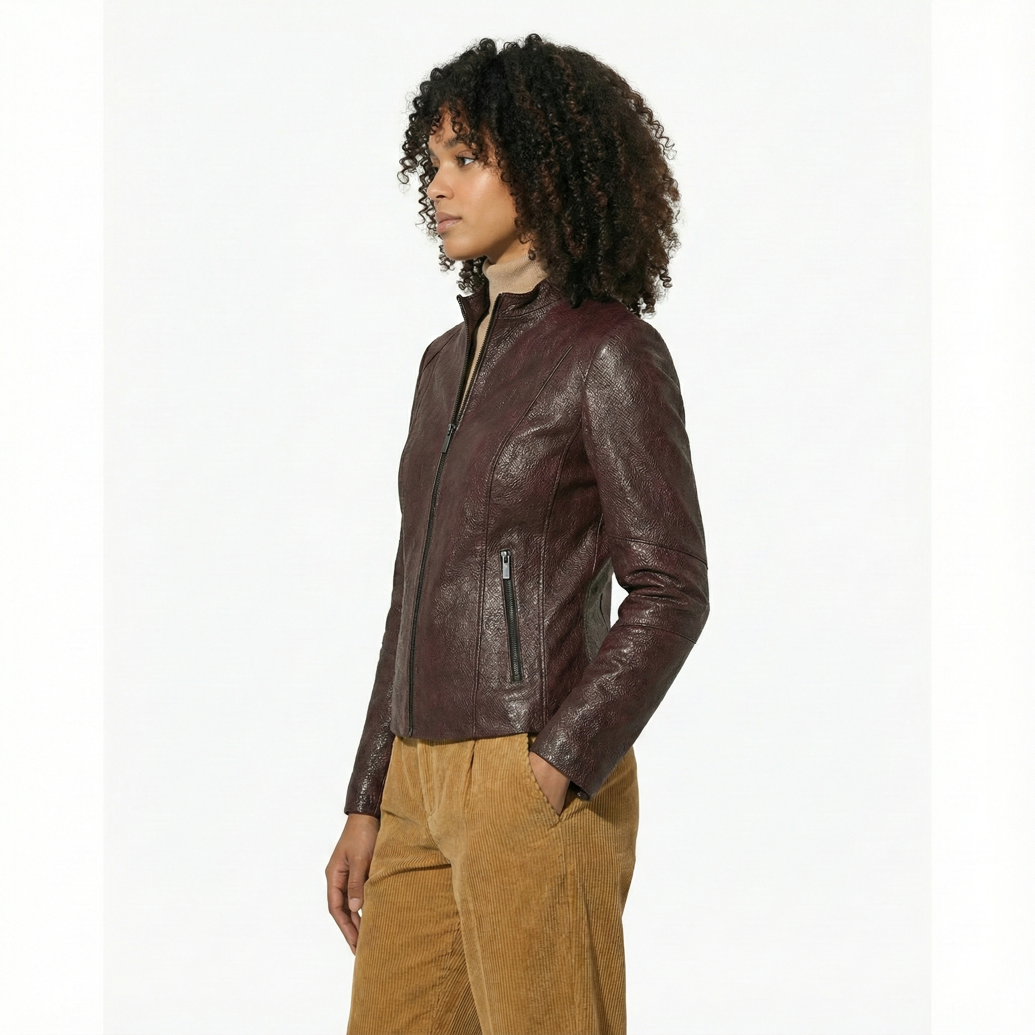 Premium Wine Leather Jacket for Women