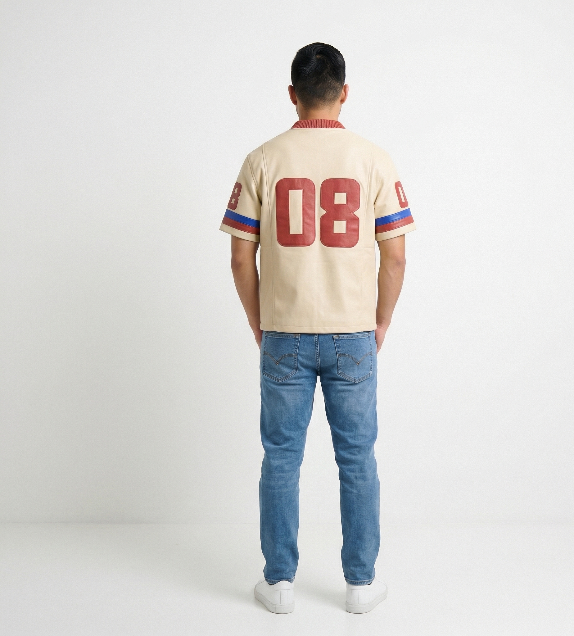 Men’s Beige Sports Jersey Shirt – Casual Streetwear T-Shirt