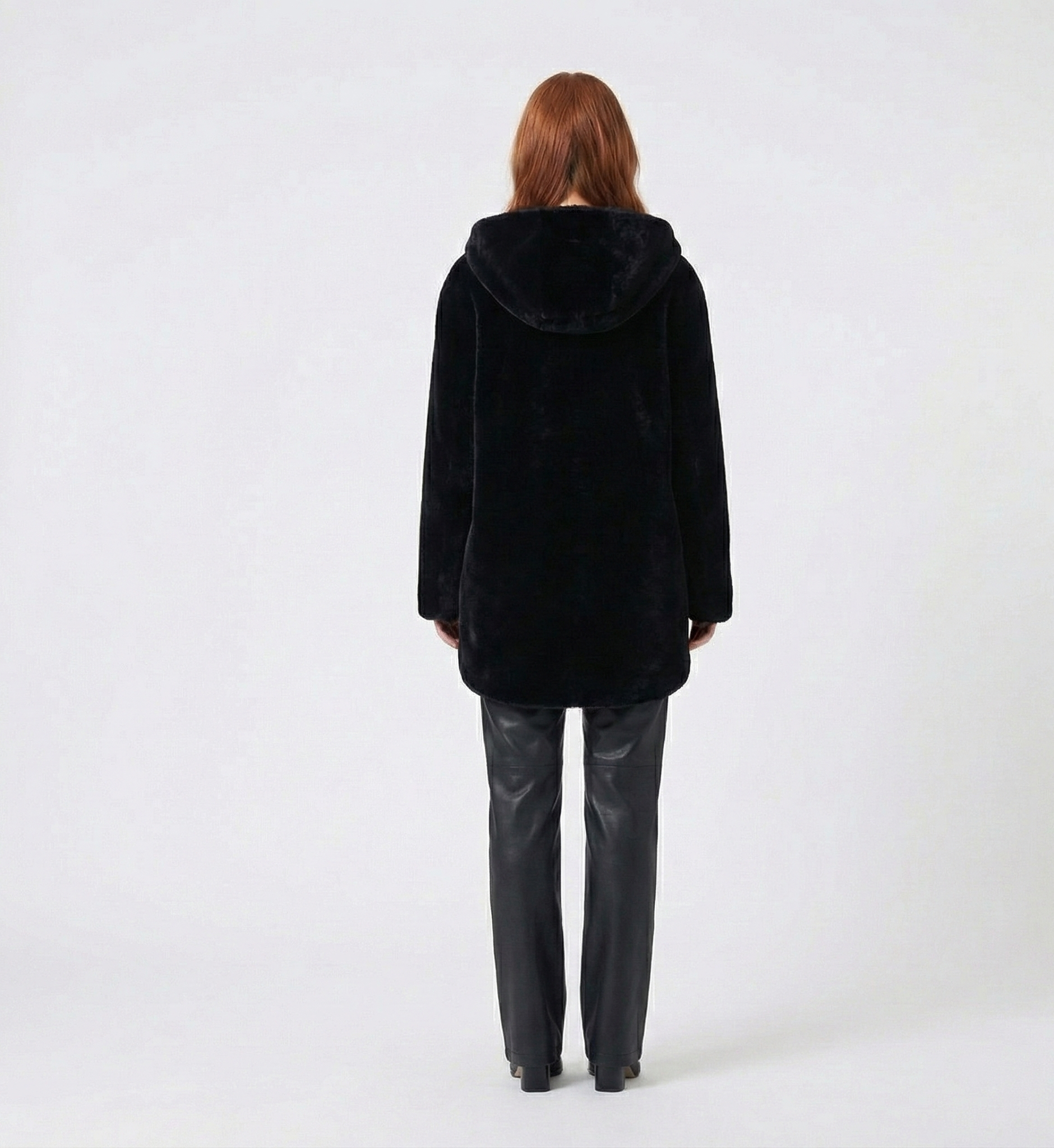 Women’s Black Fur Hooded Winter Coat Jacket