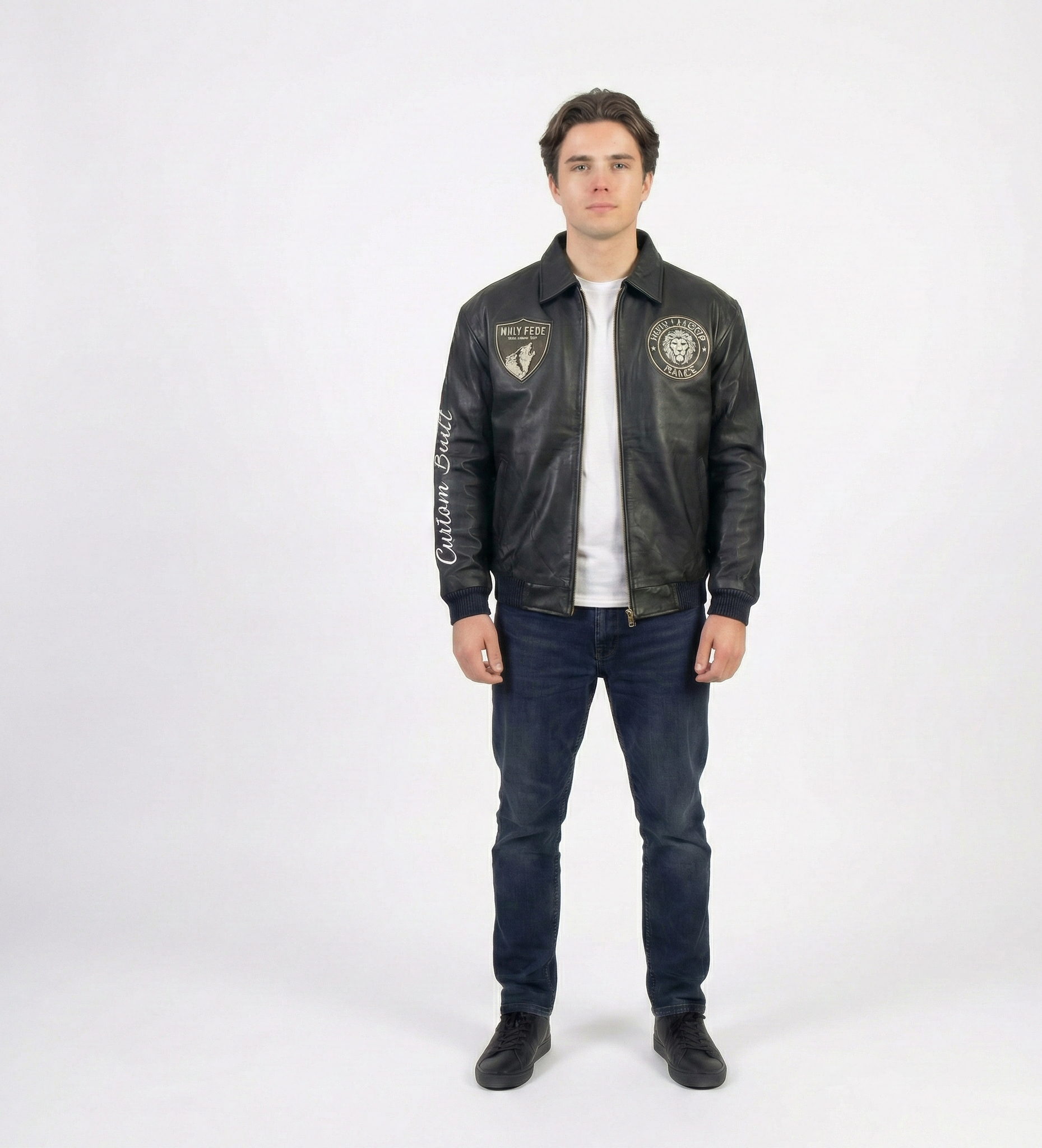 Men’s Black Varsity Leather Jacket – Classic Streetwear Style