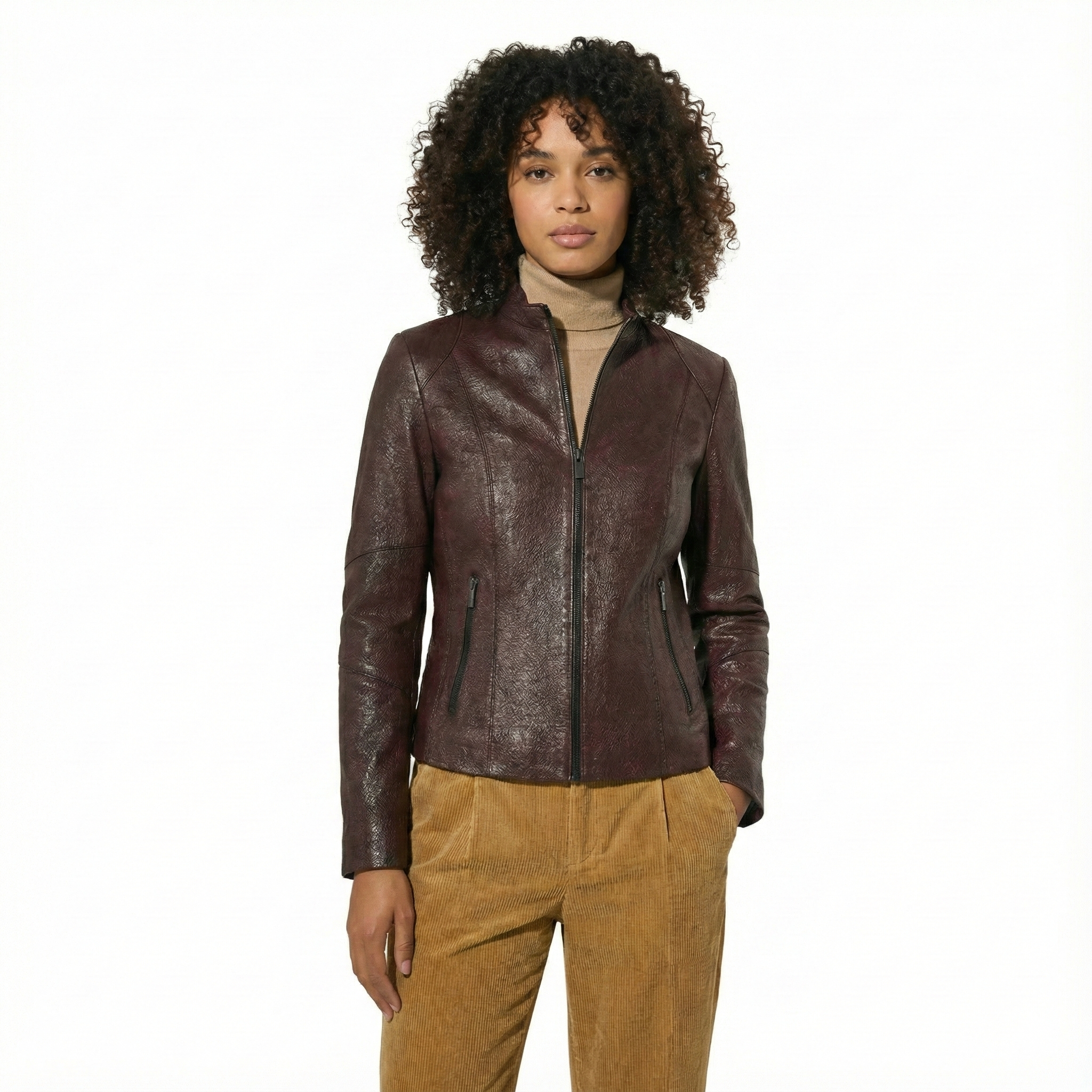 Premium Wine Leather Jacket for Women